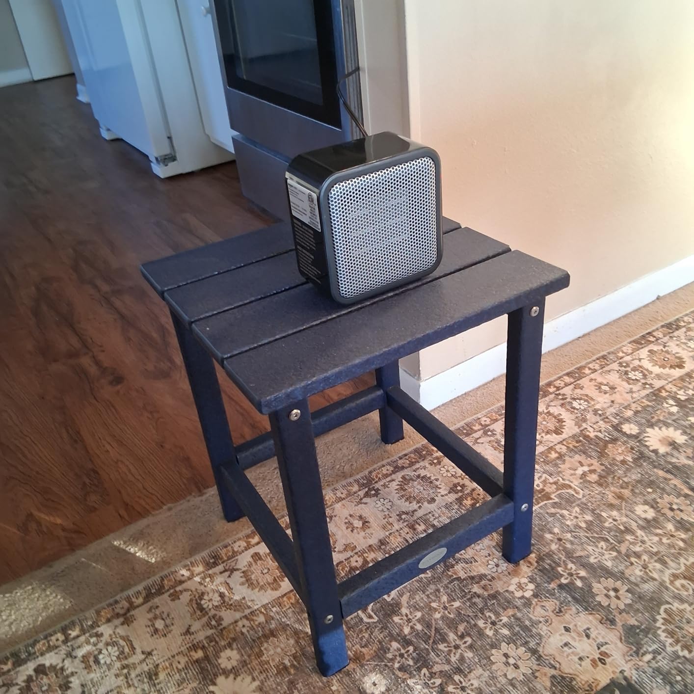 Amazon Basics Ceramic Portable Mini Space Heater for Office Desk, Fast Heating, Efficient, Indoor Use, 500W, With Tip-Over Protection, Lightweight 1.4 lbs, Blue, 5.9 x 3.2 x 6 inches customer photo 1