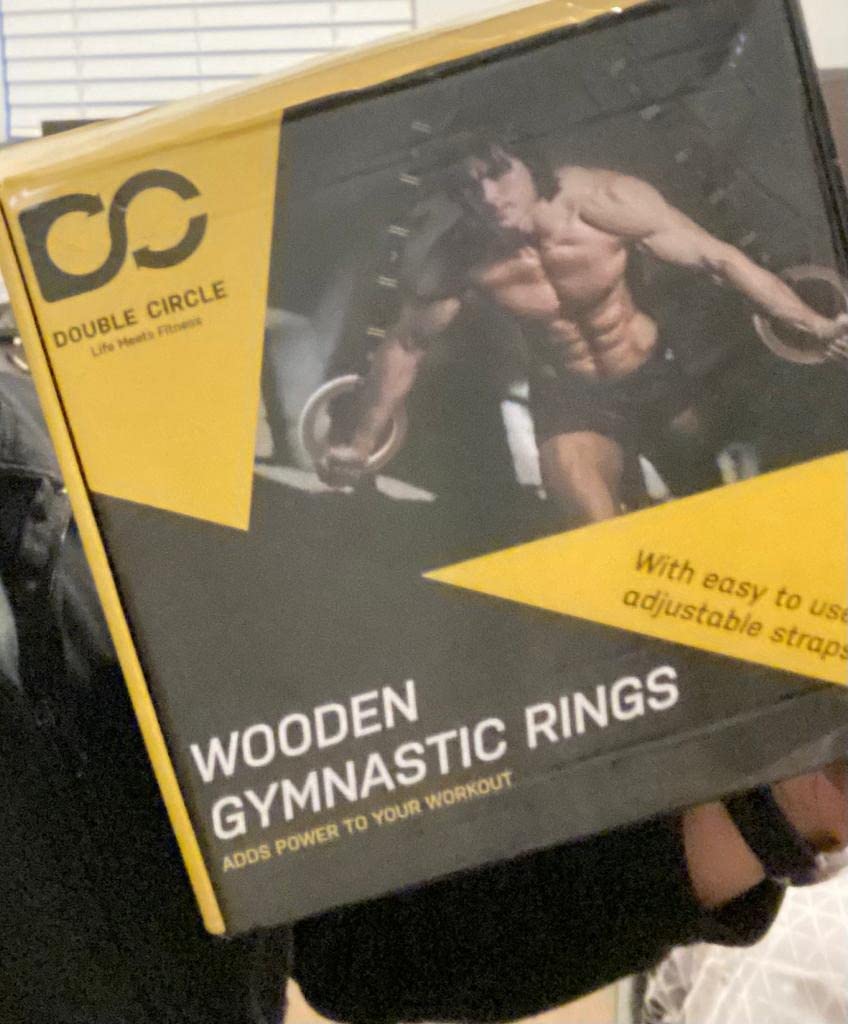 Double Circle Wood Gymnastics Rings with Quick Adjust Numbered Straps and Exercise Videos Guide - Full Body Workout Rings, Calisthenics, Home Gym customer photo 1