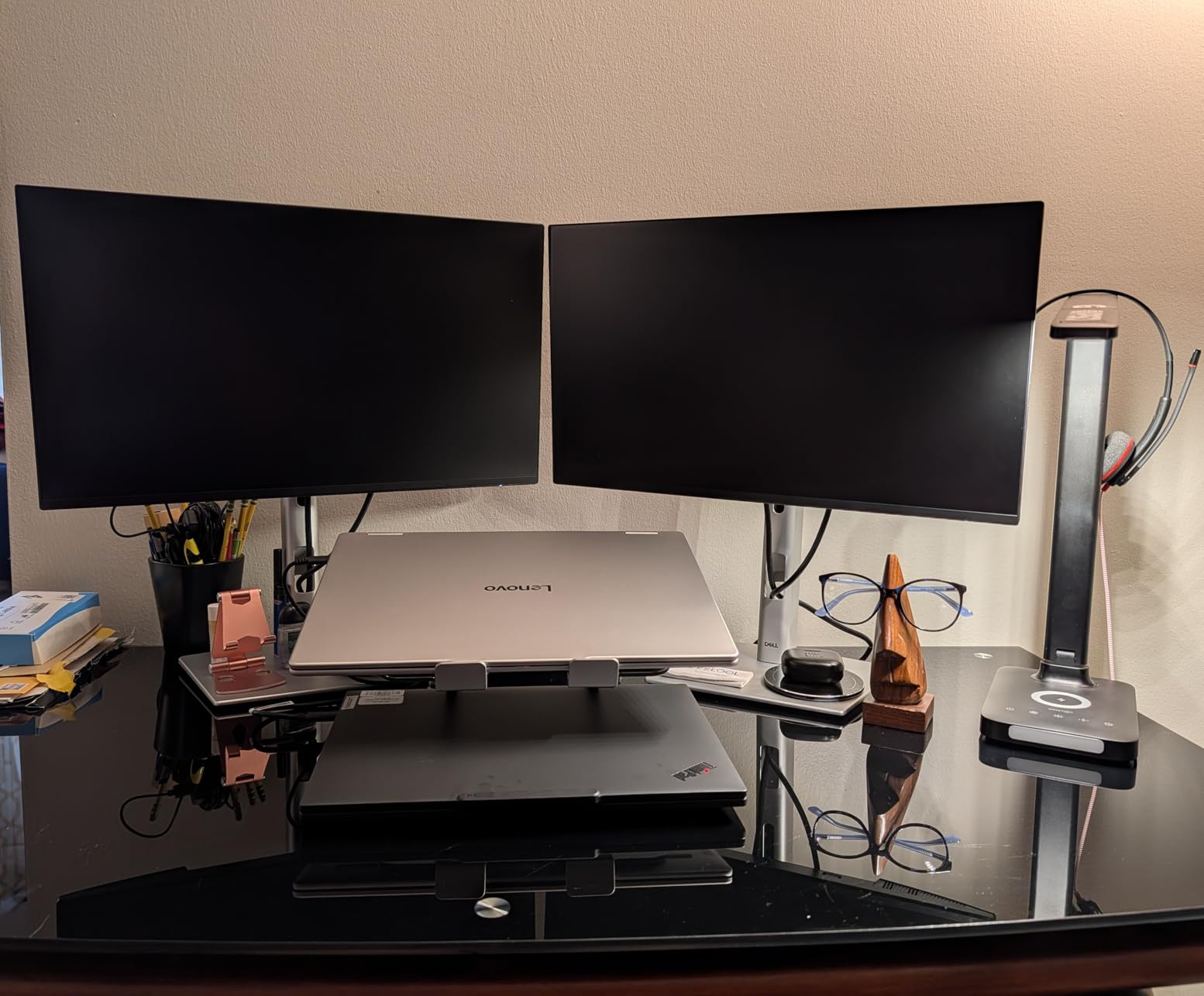 Nulaxy Ergonomic Adjustable Laptop Stand for Desk, Dual Foldable Computer Riser with Advanced Heat-Vent, Heavy-Duty Portable Notebook Holder for Posture Correction, Compatible with Mac 10-17