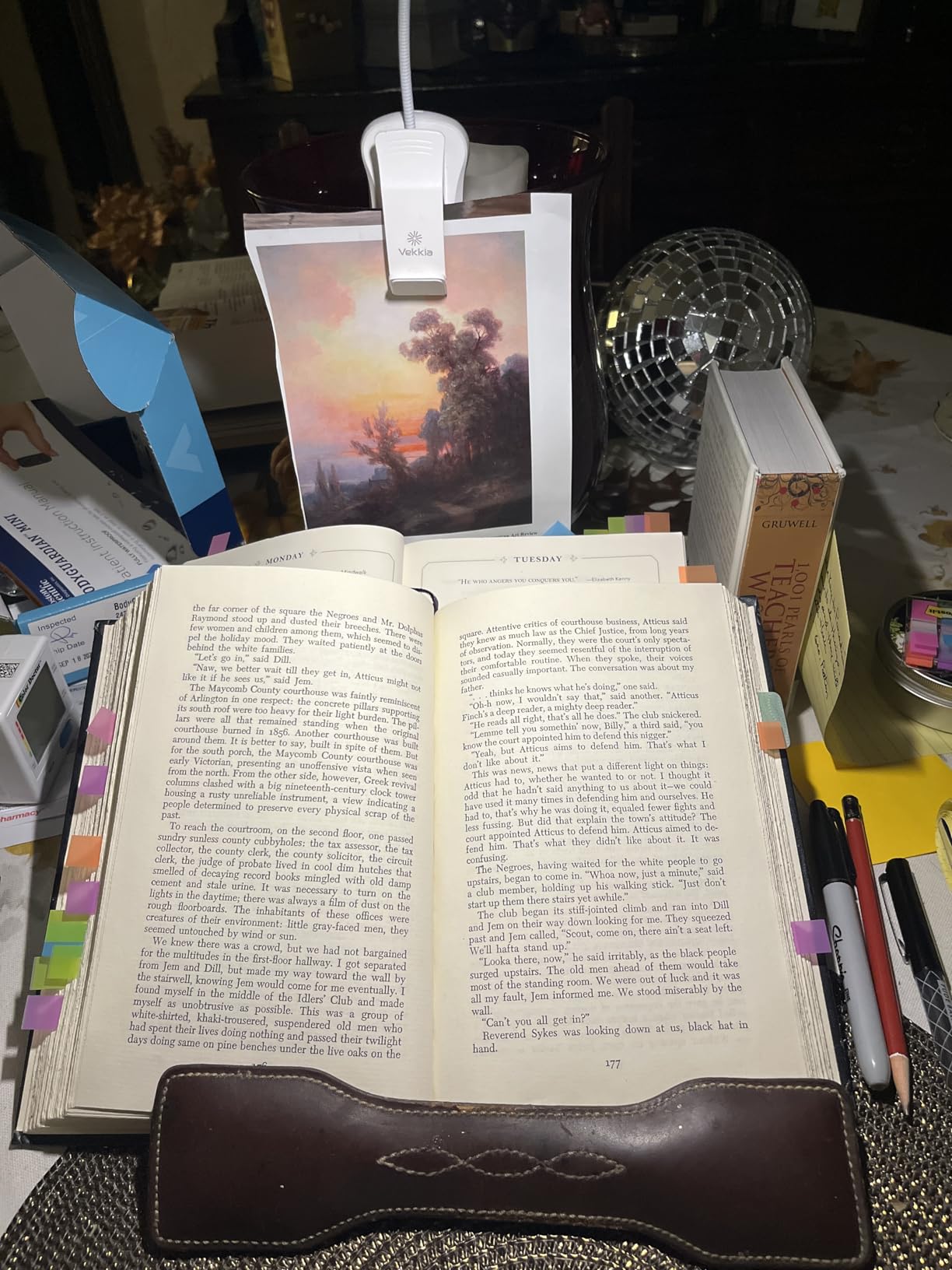 Vekkia 3000K Warm LED Rechargeable Book Light, Easy for Eyes, Clip on Reading Lights for Reading in Bed, Car & Travel, Lightweight Slim 2.1 oz. Perfect for Readers (Elegant White) customer photo 1