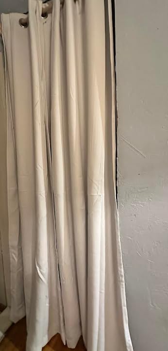 NICETOWN 100% Blackout Window Curtain Panels, Cold and Full Light Blocking Drapes with Black Liner for Nursery, 84 inches Drop Thermal Insulated Draperies (White, 2 Pieces, 52 Wide Each Panel) customer photo 2