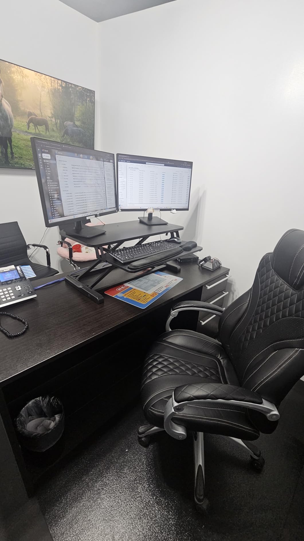 TechOrbits Standing Desk Converter-32-inch Height Adjustable, MDF Wood, Sit Riser-Black, 32