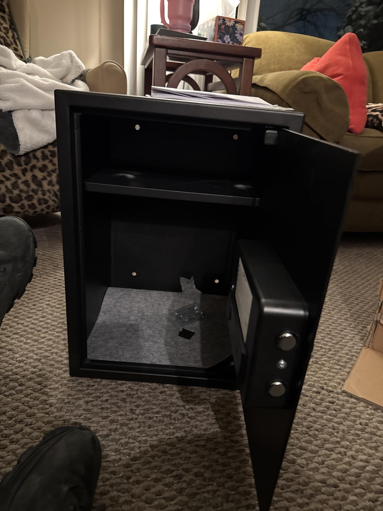 Amazon Basics Steel Home Security Electronic Safe with Digital Keypad, Programmable Lock for Important Documents, Jewelry, Valuables, 1.2 Cubic Feet, Black, 13