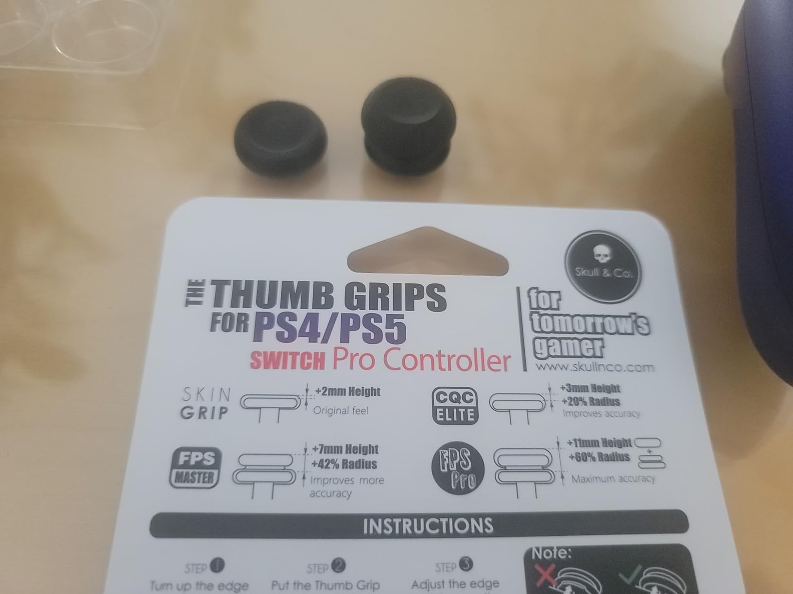 Skull & Co. Skin, CQC and FPS Thumb Grip Set Joystick Cap Analog Stick Cap for Nintendo Switch Pro Controller & PS5 / PS4 / Slim/Pro Controller- Black, 3Pairs(6pcs) customer photo 1