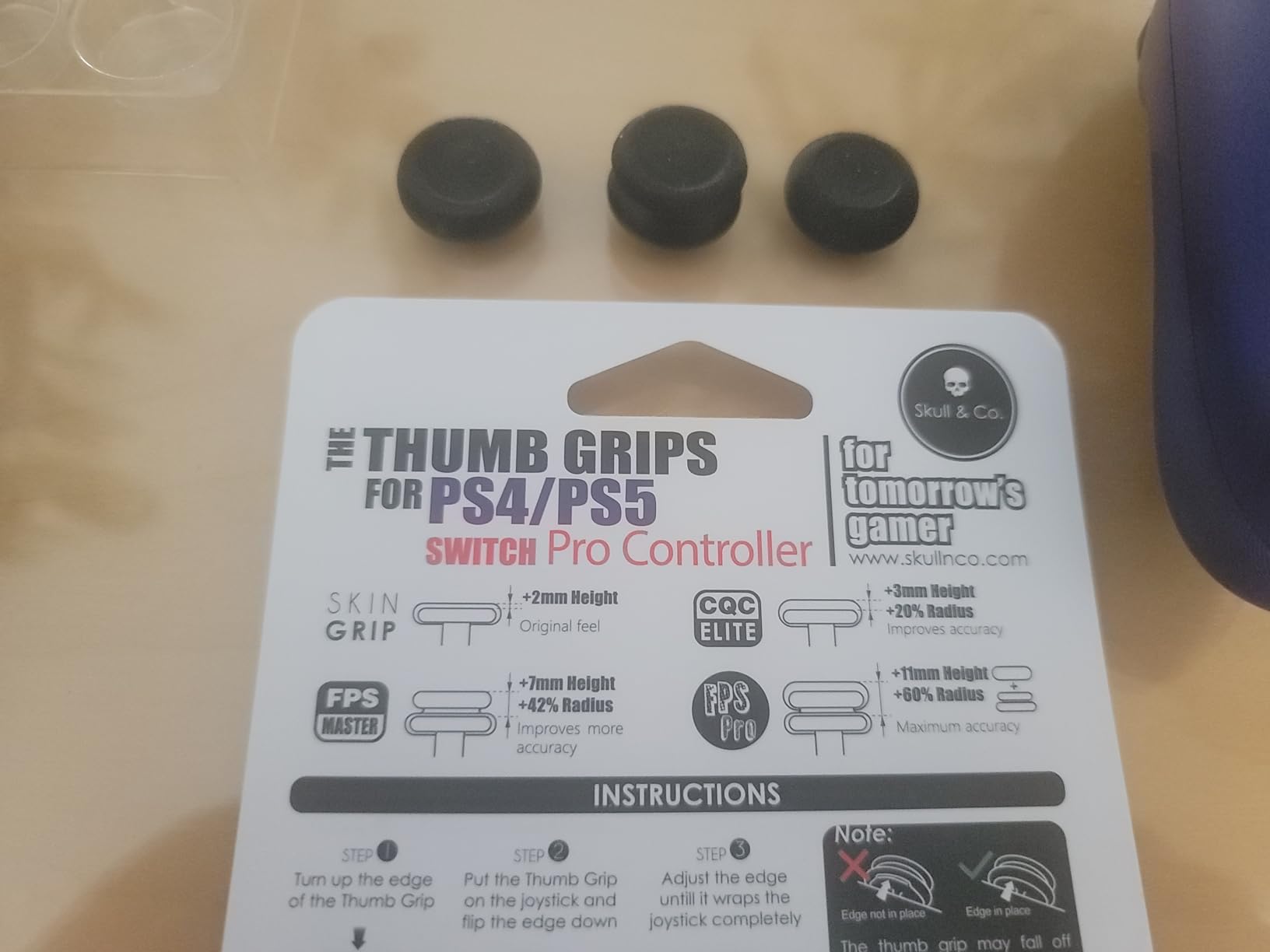 Skull & Co. Skin, CQC and FPS Thumb Grip Set Joystick Cap Analog Stick Cap for Nintendo Switch Pro Controller & PS5 / PS4 / Slim/Pro Controller- Black, 3Pairs(6pcs) customer photo 2