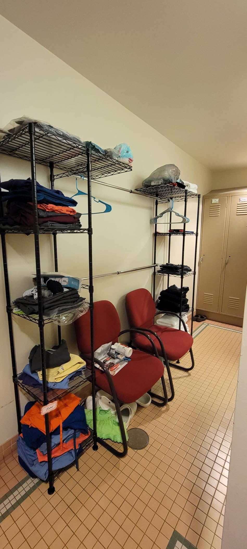 Amazon Basics Expandable Metal Hanging Closet Organizer and Storage Rack Wardrobe with Shelves, 57-80''L x 14''W x 72''H, Bronze customer photo 1