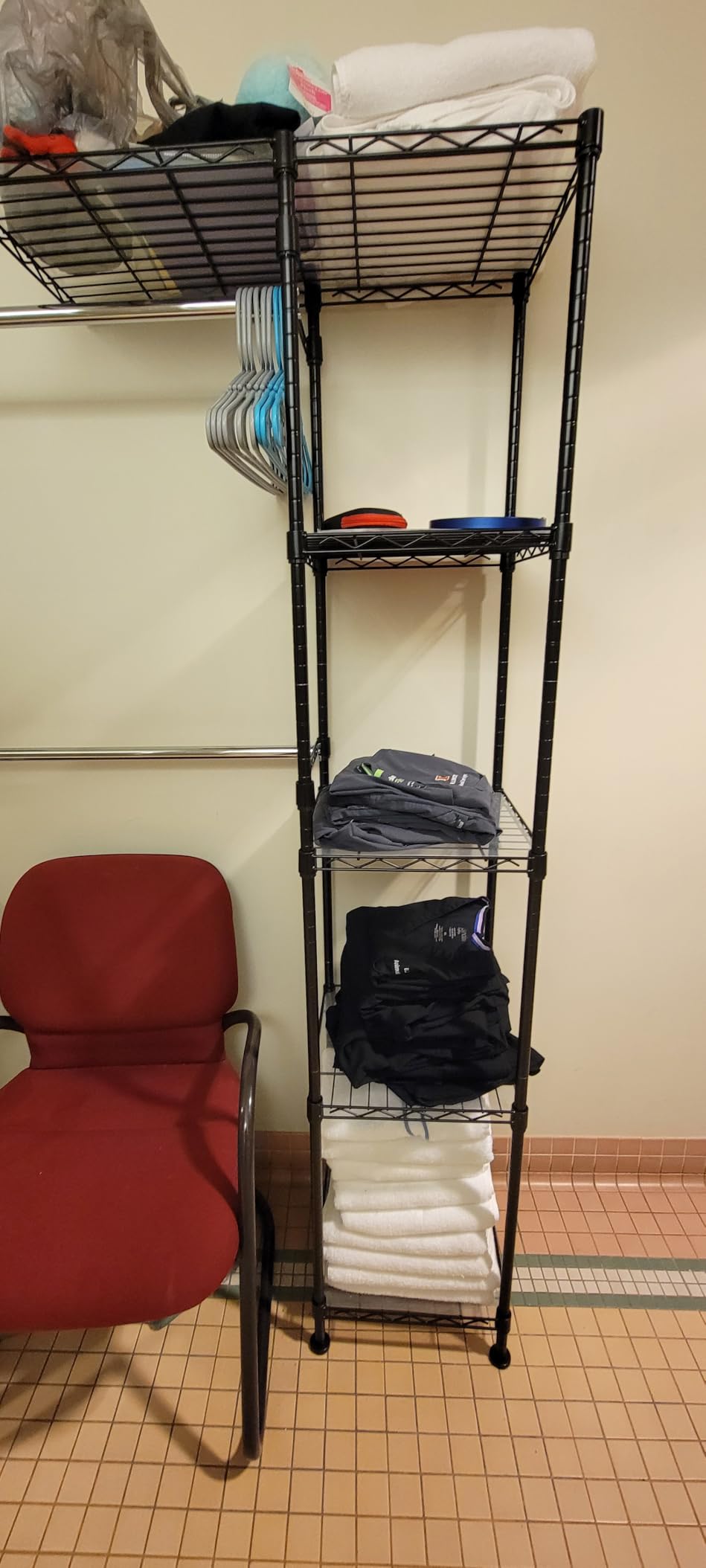 Amazon Basics Expandable Metal Hanging Closet Organizer and Storage Rack Wardrobe with Shelves, 57-80''L x 14''W x 72''H, Bronze customer photo 2