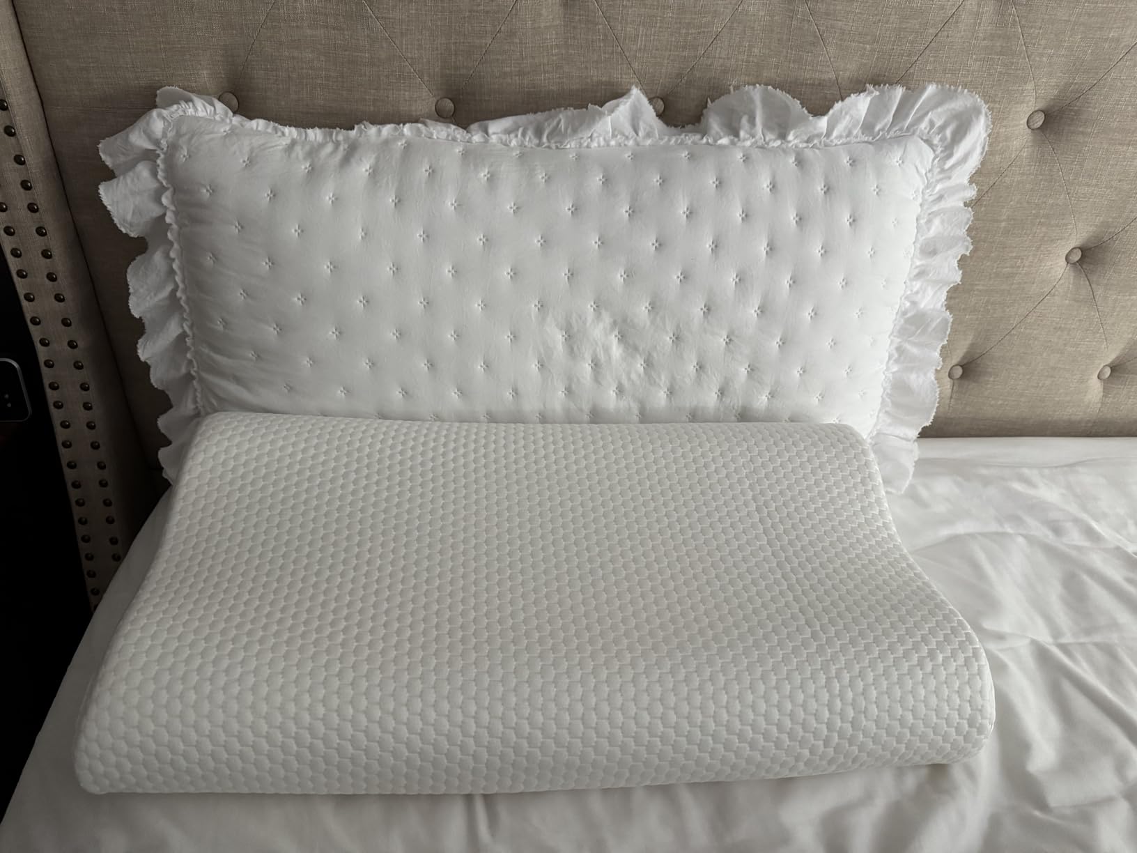 UTTU Cervical Pillow for Neck Pain Relief, Memory Foam Neck Pillow for Sleeping, Adjustable Orthopedic Sandwich Pillow, Contour Cooling for Side Back Stomach Sleeper, Queen(23.6