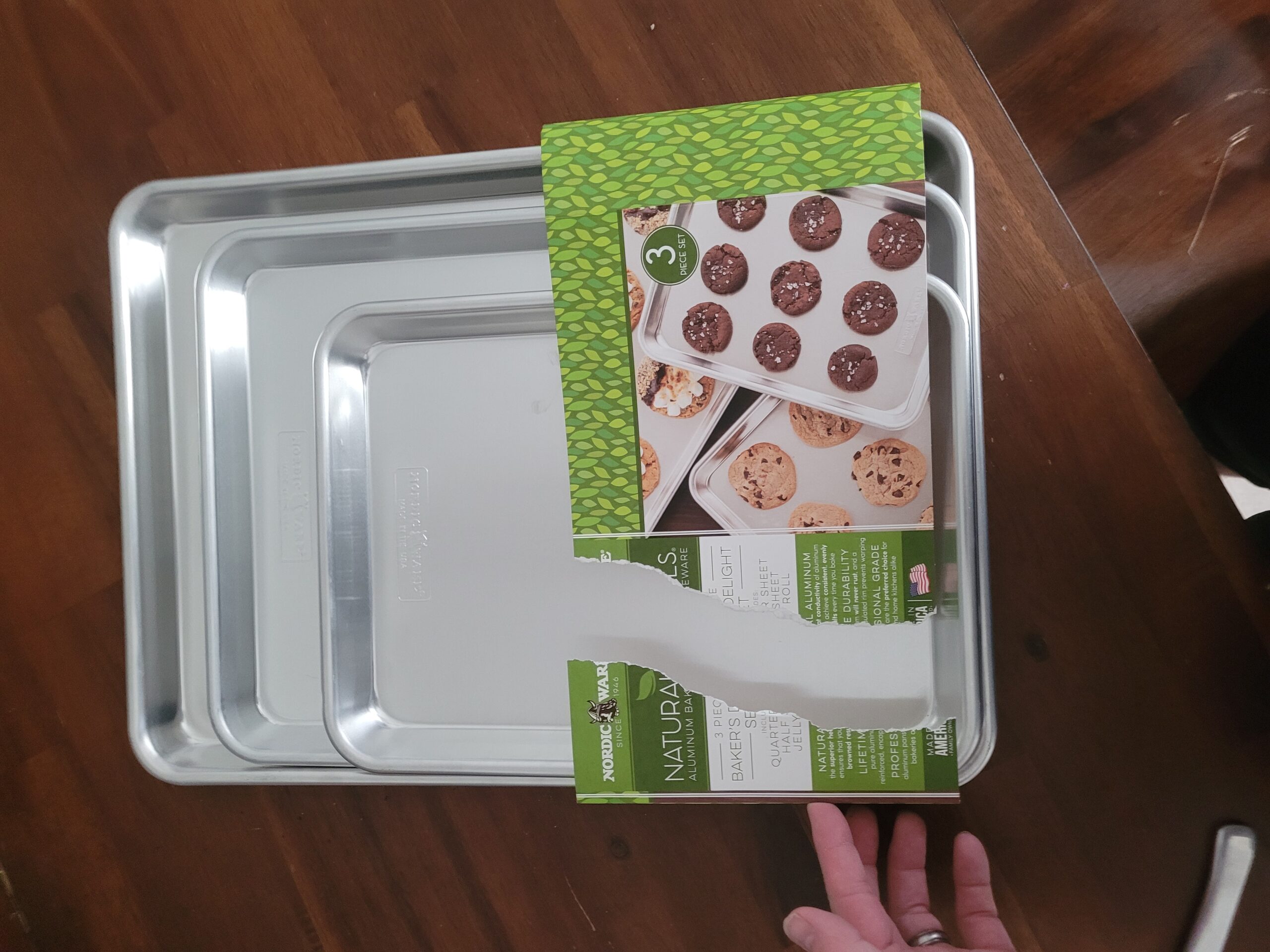 Nordic Ware Naturals 3 Piece Set - USA Made Aluminum Commercial Quality Sheet Pan for Baking or Roasting, Encapsulated Galvanized Steel Rim Prevents Warping; Half Sheet, Jelly Roll and Quarter Sheet customer photo 2