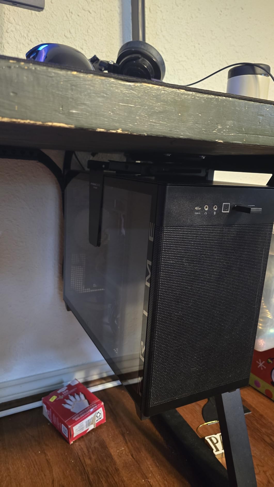 HumanCentric Adjustable Under Desk Computer Mount and Wall Mount, CPU Holder Fits Most PC or Computer Cases, Adjustable Height and Width, Full 360 Swivel, Up to 22 lb, Hardware Included customer photo 1