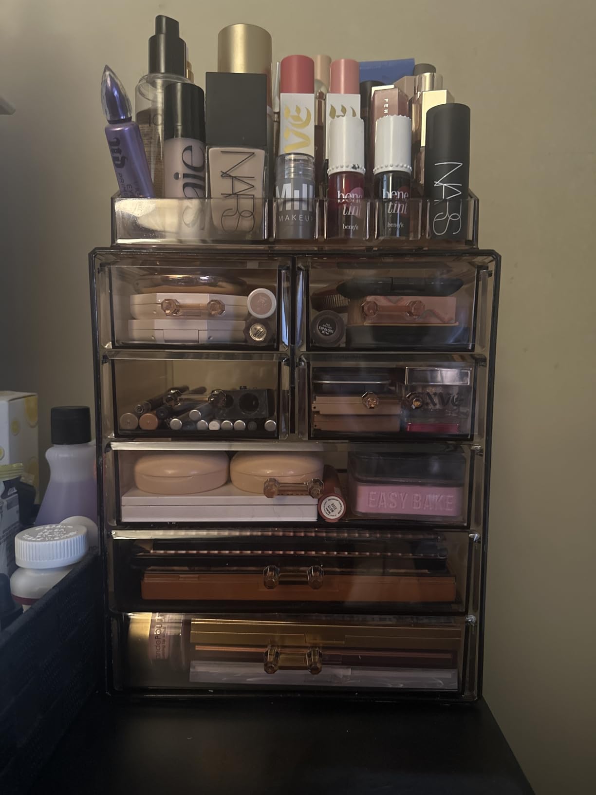 Sorbus Acrylic Makeup Organizer Set, 7-Drawer Vanity & Countertop Cosmetic Storage with Small & Wide Compartments, Bronze Glow Makeup Storage for Brushes, Jewelry customer photo 2