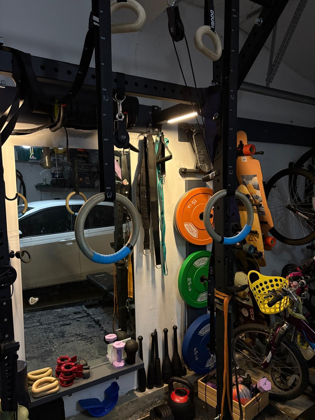 PACEARTH Gymnastics Rings Wooden Olympic Rings 1500/1000lbs with Adjustable Cam Buckle 14.76ft/9ft Long Straps with Scale Non-Slip Gym Rings for Home Gym Full Body Workout customer photo 1