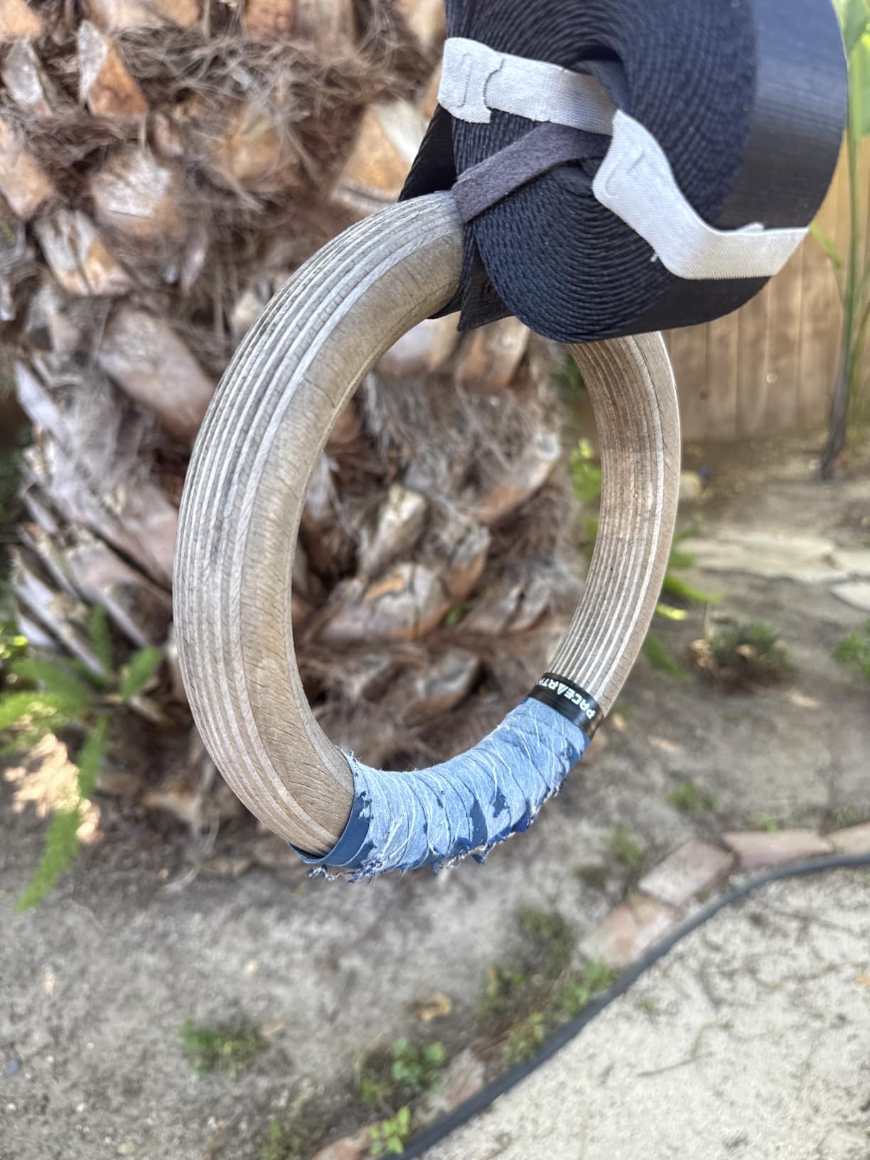 PACEARTH Gymnastics Rings Wooden Olympic Rings 1500/1000lbs with Adjustable Cam Buckle 14.76ft/9ft Long Straps with Scale Non-Slip Gym Rings for Home Gym Full Body Workout customer photo 2