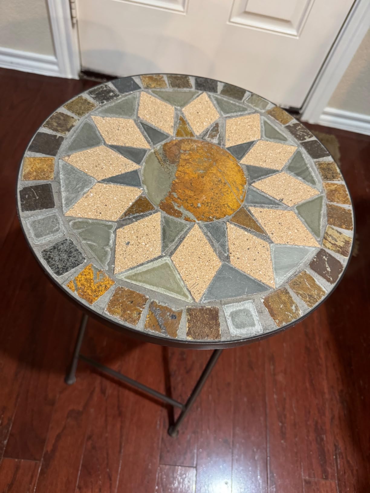 Christopher Knight Home Silvester Outdoor Stone Side Table with Iron Frame, Beige / Black customer photo 2