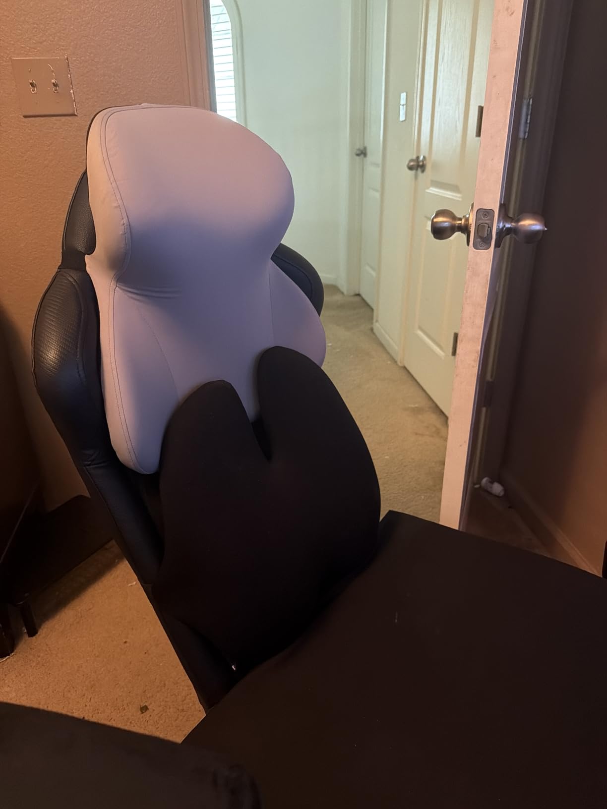 Cushion Lab Extra Dense Lumbar Pillow - Patented Ergonomic Multi-Region Firm Back Support for Lower Back Pain Relief - Lumbar Support Cushion with Strap for Office Chair, Car, Sofa, Plane - Grey customer photo 1