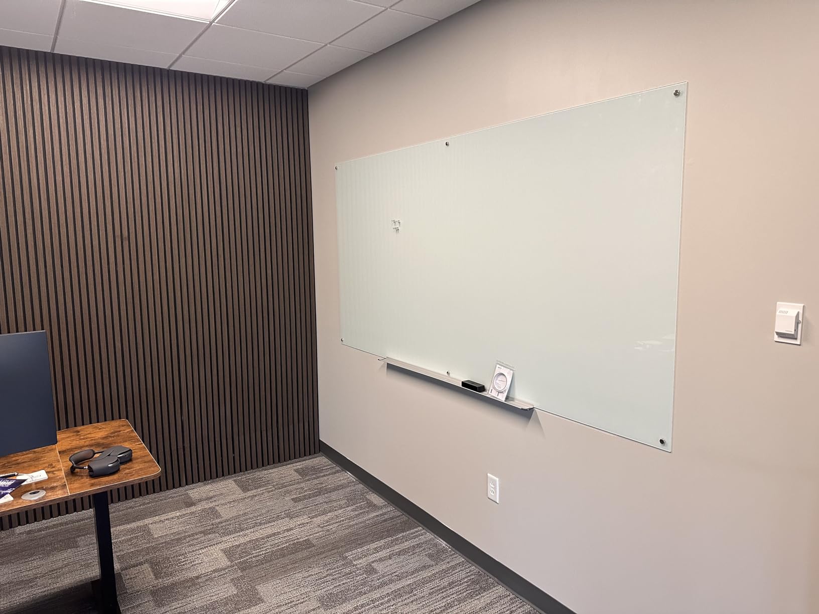 Amazon Basics Glass Dry-Erase Board, Magnetic Frameless Whiteboard, 48W