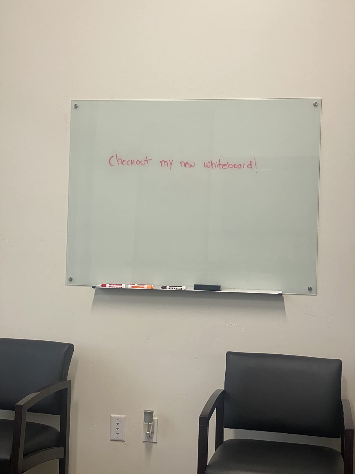 Amazon Basics Glass Dry-Erase Board, Magnetic Frameless Whiteboard, 48W