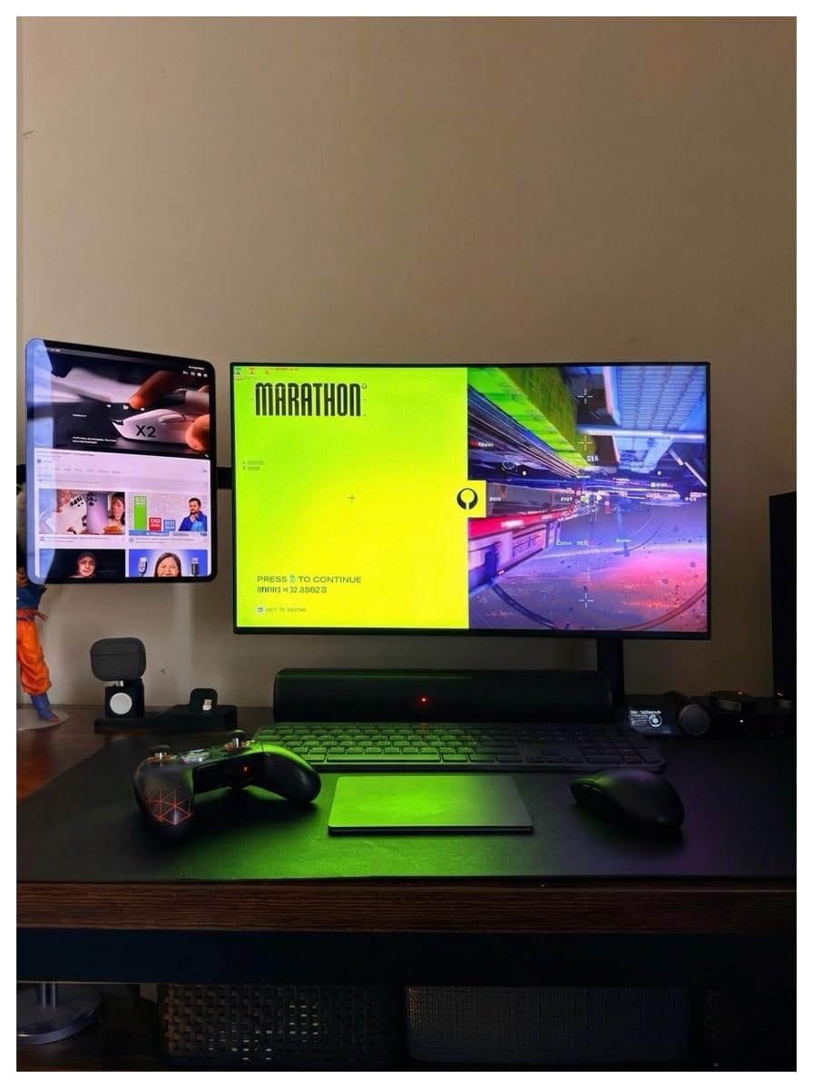 Amazon Basics Single Computer Monitor Stand with Cable Management, Height Adjustable VESA Desk Arm Mount, Fully Adjustable Tilt and Rotation, Steel, Black, Fits 13-30