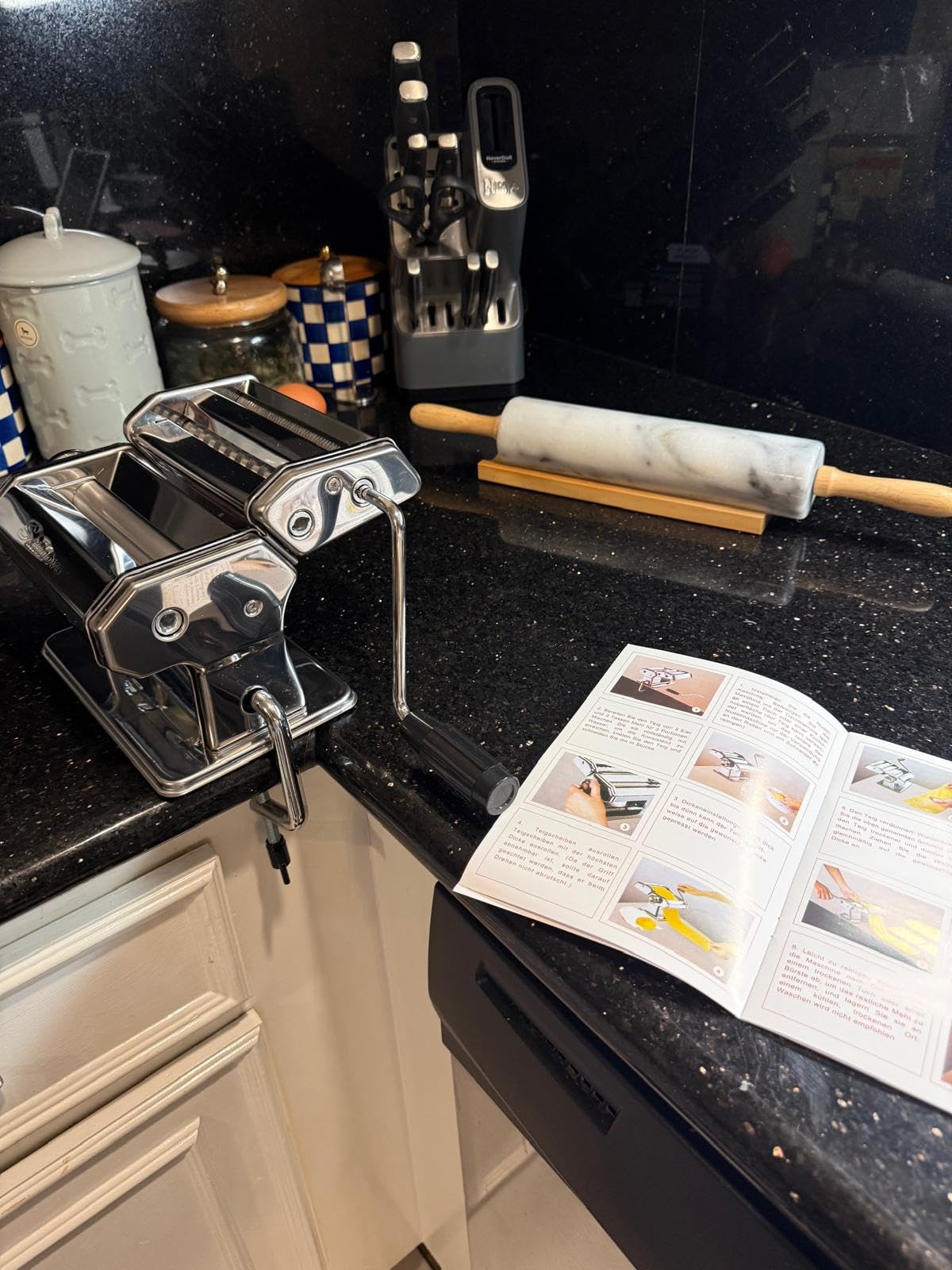 Sailnovo 3 in 1 Pasta Maker Machine - 9 Adjustable Thickness Settings Aluminum Alloy Pasta Roller & 2 Width Cutters for Fresh Spaghetti, Fettuccini, Lasagna, Dumplings - Stainless Steel, Silver customer photo 2