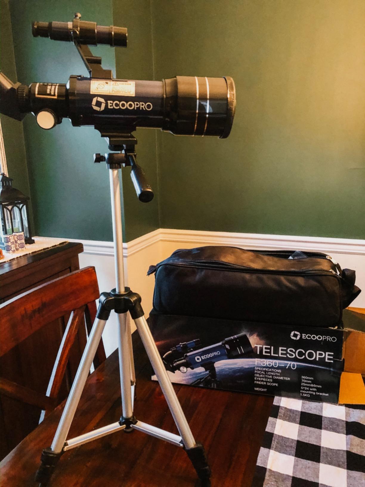 Telescope for Kids & Adults, 70mm Aperture 360mm Refractor (15X-150X) Telescope for Astronomy Beginners, Portable Travel Telescopes with Phone Adapter & 2 Eyepieces customer photo 1