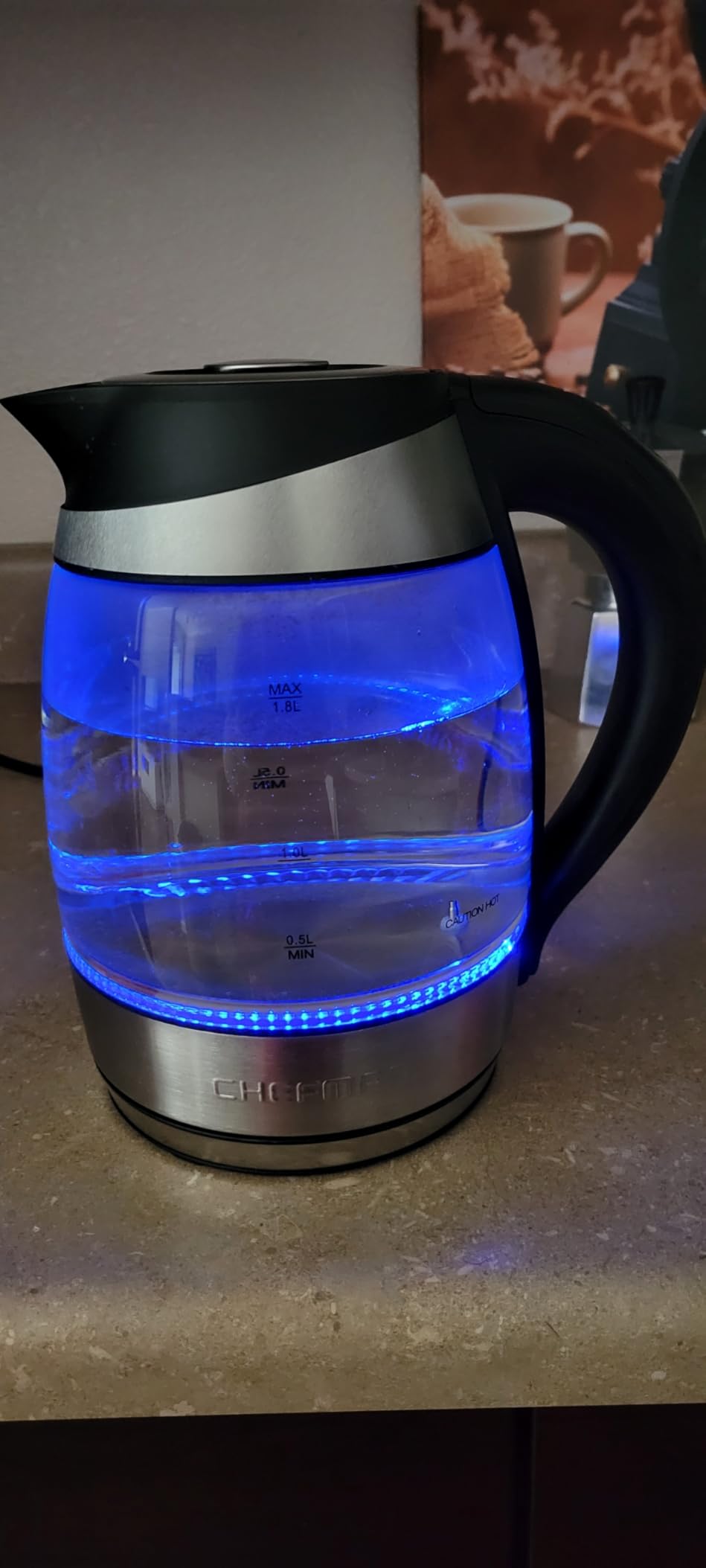 Chefman Electric Kettle with Temperature Control, 5 Presets LED Indicator Lights, Removable Tea Infuser, Glass Tea Kettle & Hot Water Boiler, 360° Swivel Base, BPA Free, Stainless Steel, 1.8 Liters customer photo 1