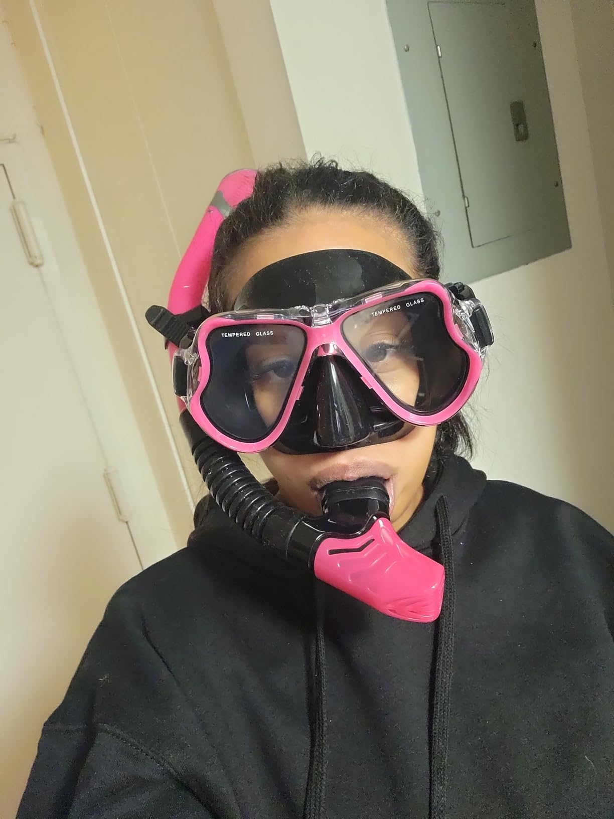 Greatever Dry Snorkel Set,Panoramic Wide View Anti-Fog Scuba Diving Mask,Professional Snorkeling Gear for Adults Kids customer photo 1