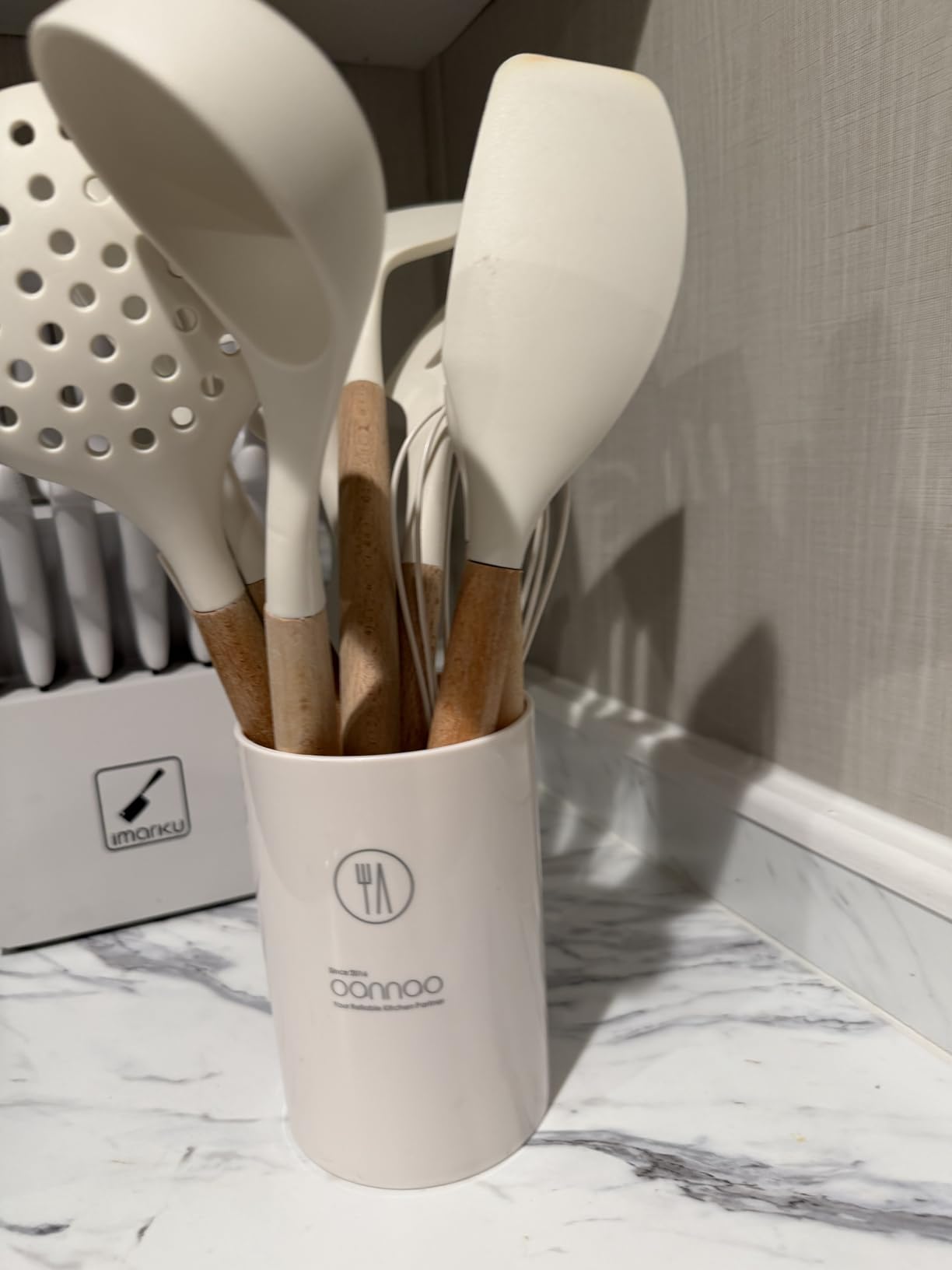 oannao Silicone Cooking Utensils Kitchen Utensil Set - 446°F Heat Resistant Silicone Kitchen Utensils Set, Spatula, Turner Tongs, Spoon, Whisk, Kitchen Gadgets for Nonstick Cookware, BPA Free (Gray) customer photo 1