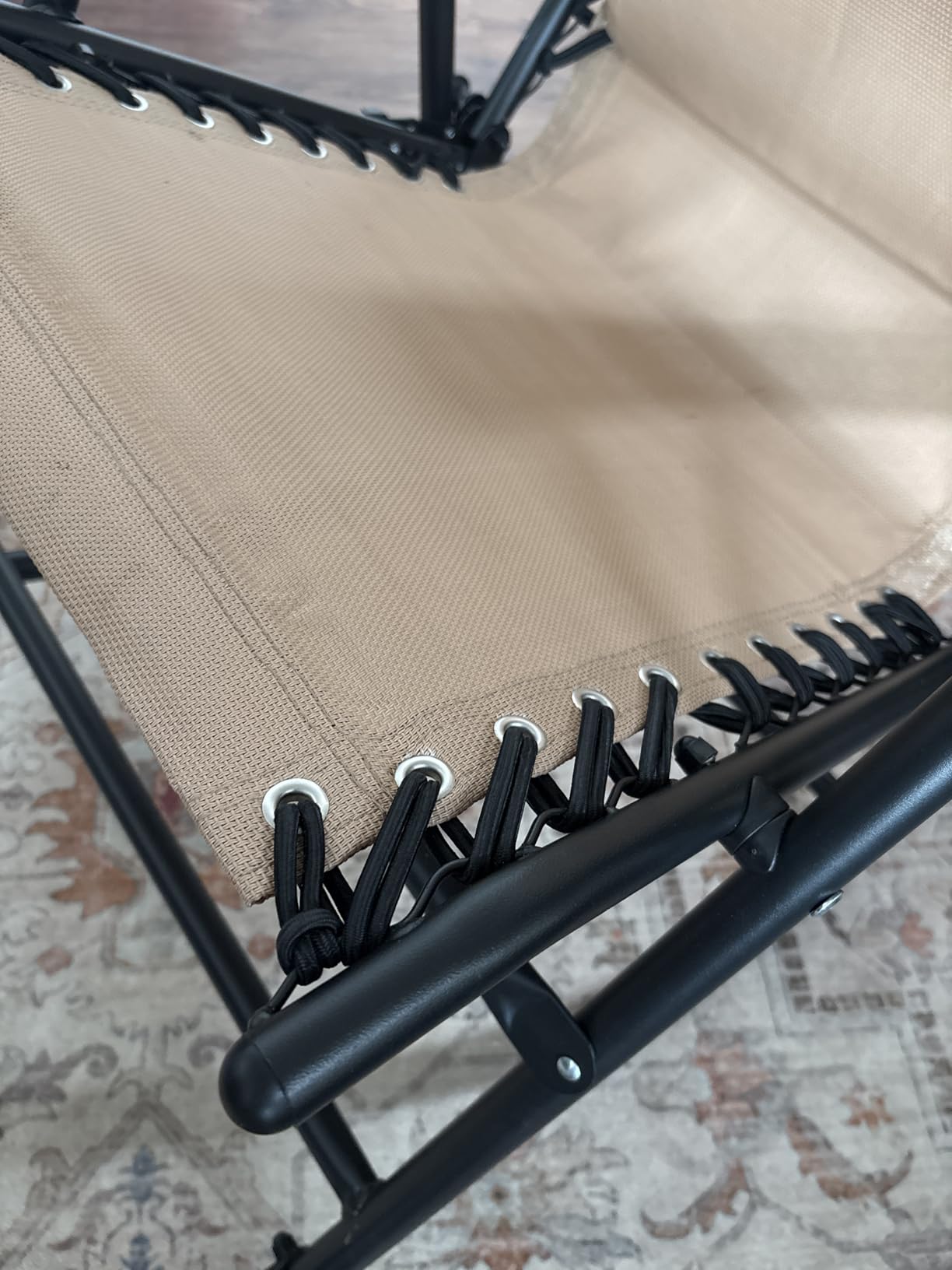 Amazon Basics Outdoor Portable Folding Rocking Chair with Headrest, Ergonomic Design, Weather-resistant Textilene Fabric for Porch, Blue customer photo 1