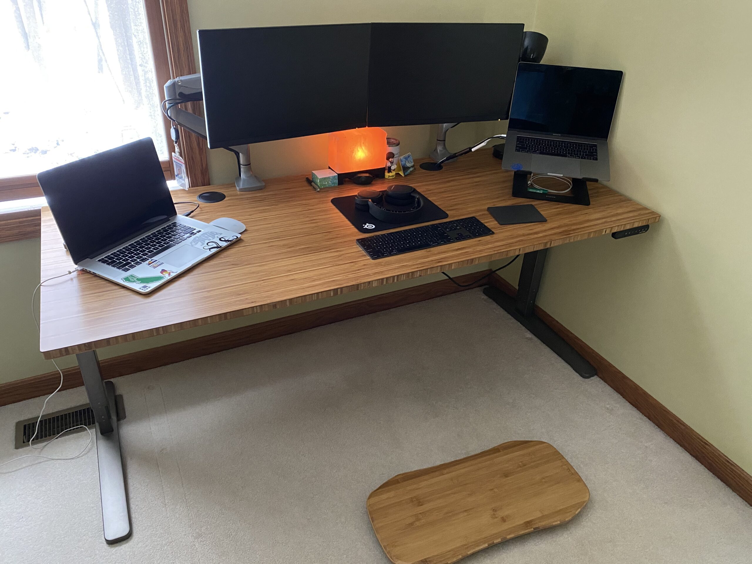 UPLIFTDESK Bamboo (72 x 30 inch) Standing Desk 2-Leg V3 Adjustable Stand Up C-Frame (Indus.), Advanced Keypad, Wire Grommets, Wire Tray, Rocker Board customer photo 1