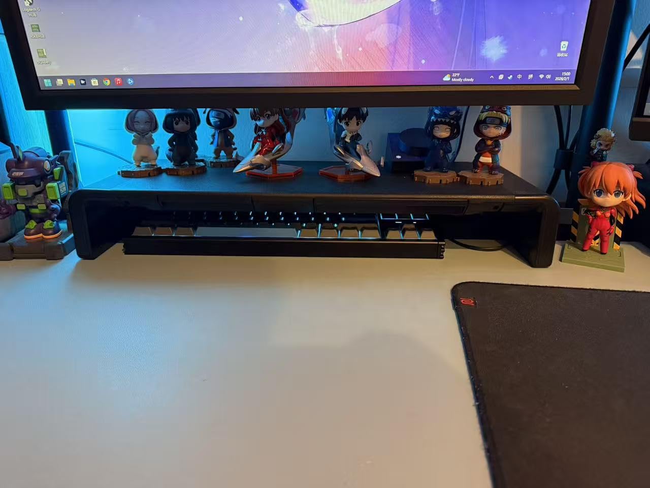 Monitor Stand Riser, Klearlook Foldable, Height Adjustable Computer Stand, Desk Shelf Riser with Storage Drawer &Tablet Phone Stand for Desktop, Laptop (White) customer photo 1