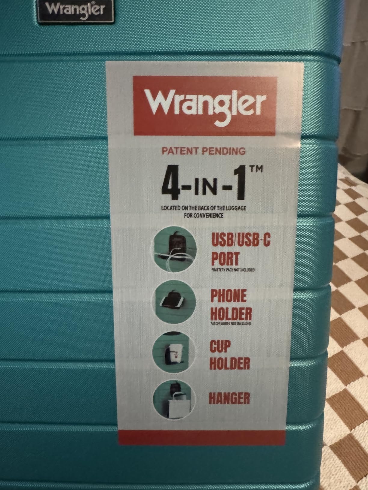 Wrangler Smart Luggage Set with Cup Holder, USB Port and Phone Holder, Black, 2 Piece Set customer photo 1