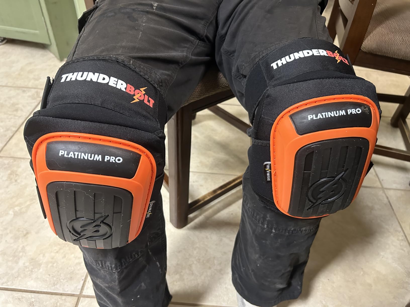 Thunderbolt Knee Pads for Men Construction Knee Pads for Work for Men and Women with Double Gel for Gardening Flooring Roofing Heavy Duty with Extra Thick Foam and Strong Adjustable Non-Slip Straps customer photo 2