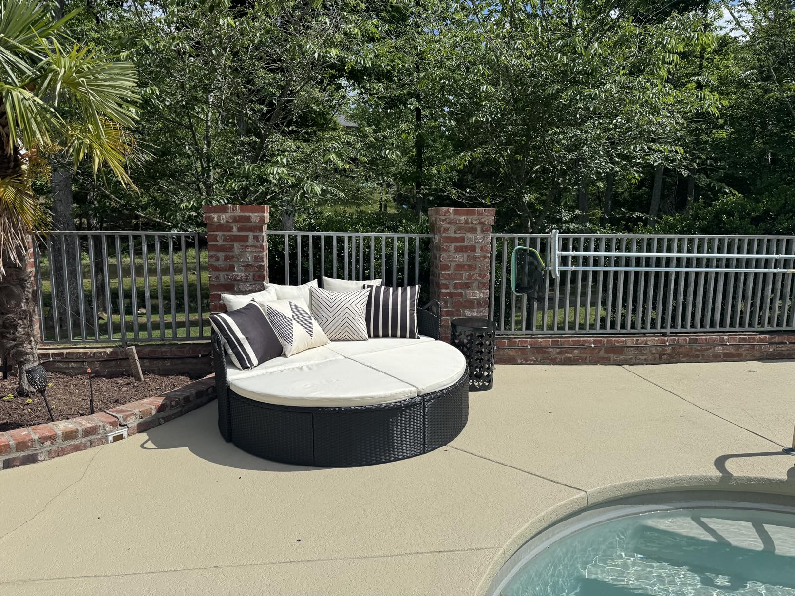 Homall Patio Outdoor Daybed with Retractable Canopy, Rattan Wicker Sectional Seating with Washable Cushions for Patio Backyard Porch Round Daybed Separated Seating (Beige) customer photo 2