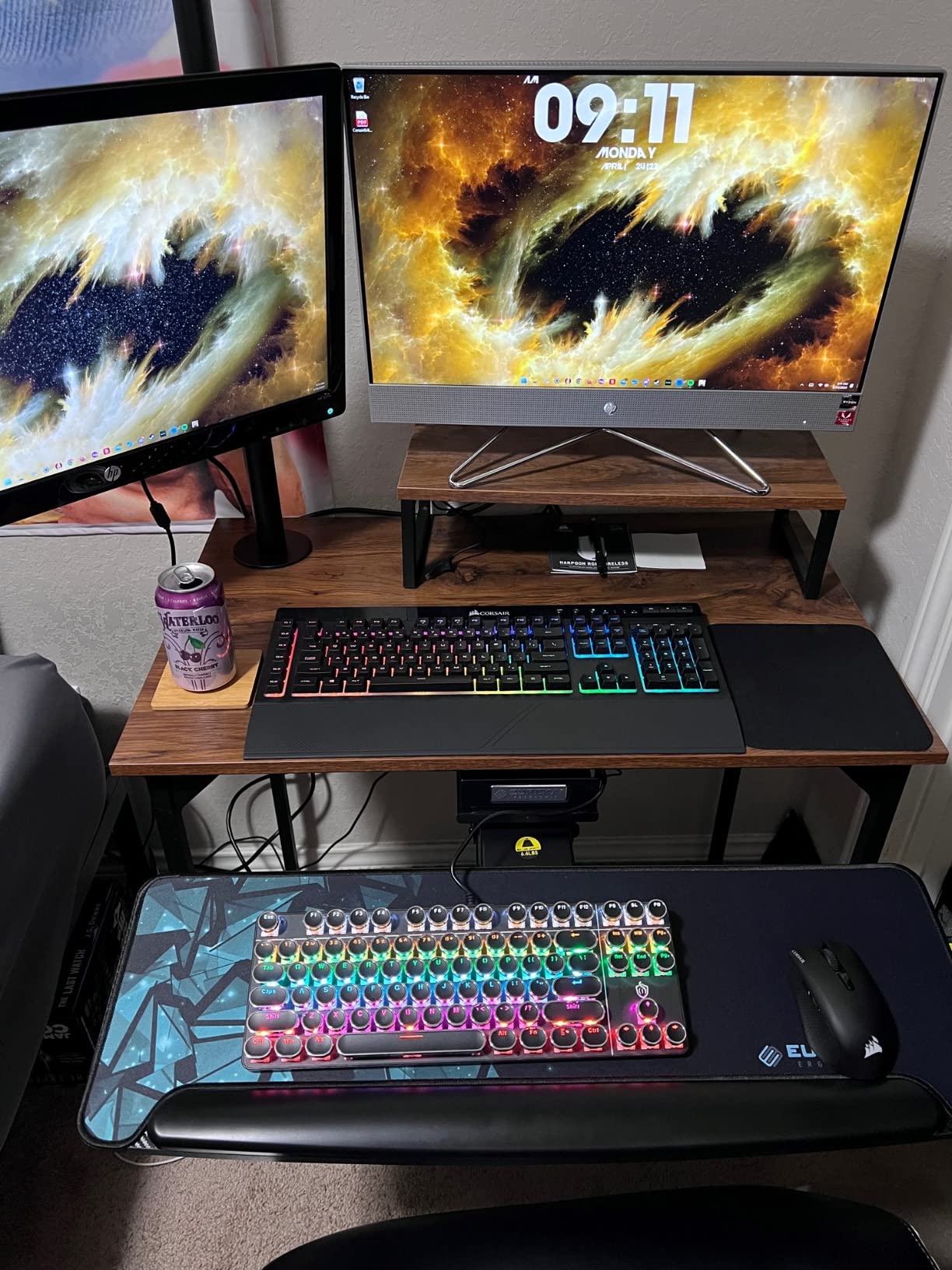 EUREKA ERGONOMIC Height Adjustable Mouse & Keyboard Tray Under Desk, 28x10'' Large Slide Out Swivel Tilt Computer Keyboard Drawer with Pad for Gaming Home Office, Dual Mount customer photo 2