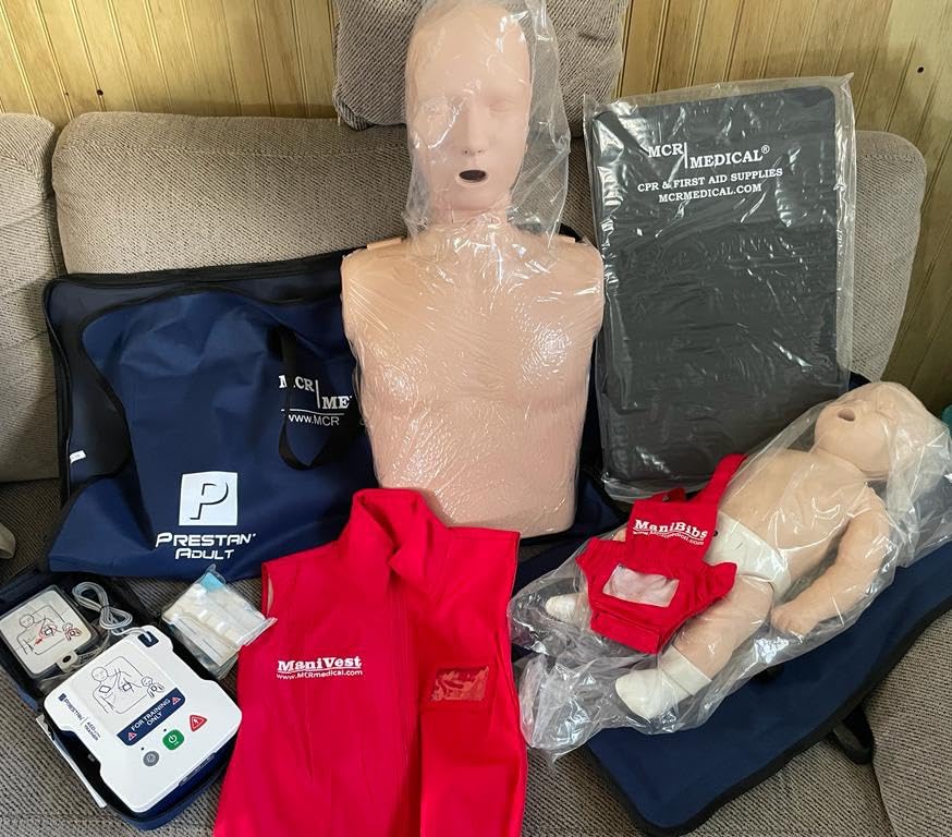 PRESTAN CPR Manikin and One Infant CPR Manikin Training Kit w/AED Trainers and Accessories, Medium Tone, MCR Medical customer photo 1