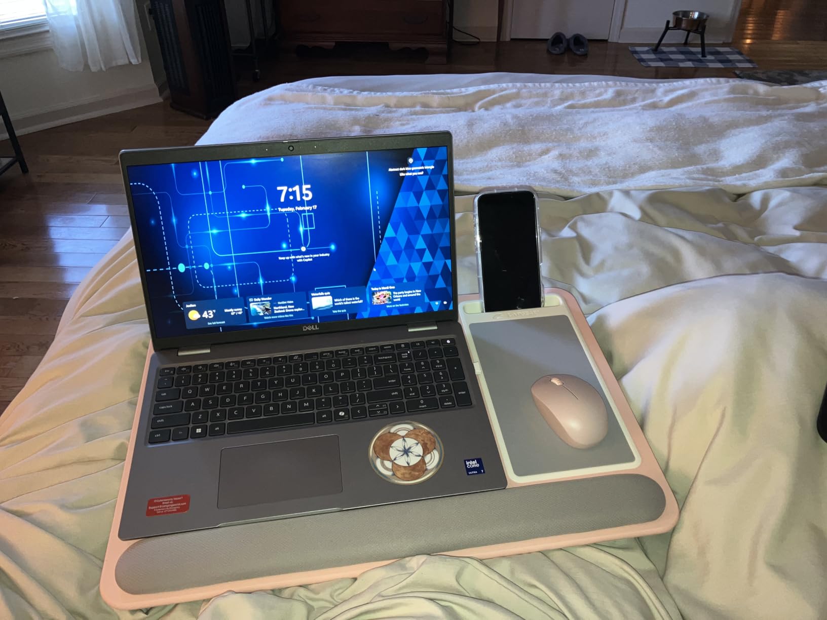 LAPGEAR Home Office Pro Lap Desk with Wrist Rest, Mouse Pad, and Phone Holder - Black Carbon - Fits up to 15.6 Inch Laptops customer photo 2