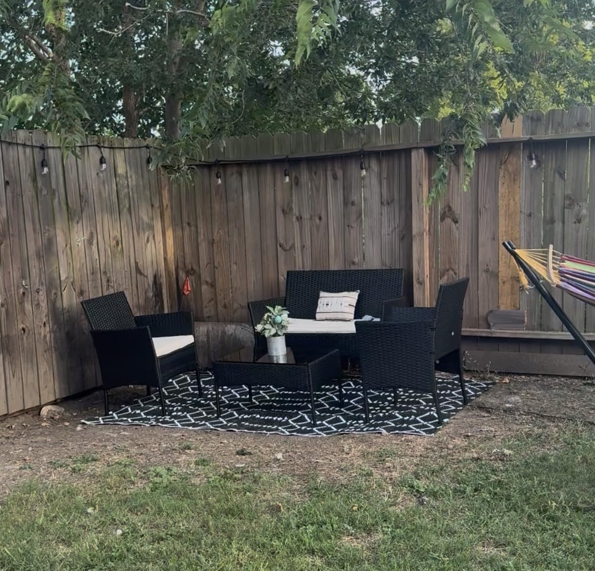 FDW 4-Piece Patio Furniture Set | Black | Outdoor Wicker Furniture with Coffee Table | Modern Rattan Chairs Conversation Set customer photo 1