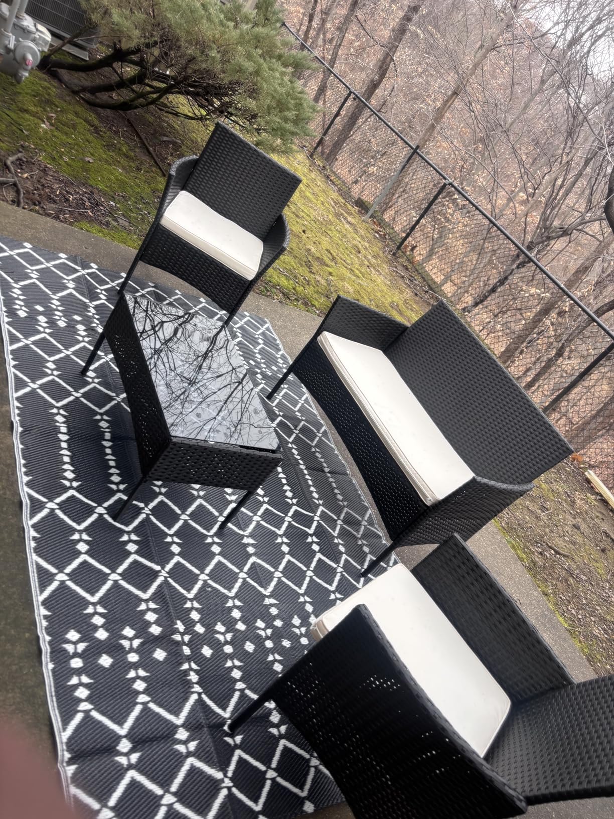 FDW 4-Piece Patio Furniture Set | Black | Outdoor Wicker Furniture with Coffee Table | Modern Rattan Chairs Conversation Set customer photo 2