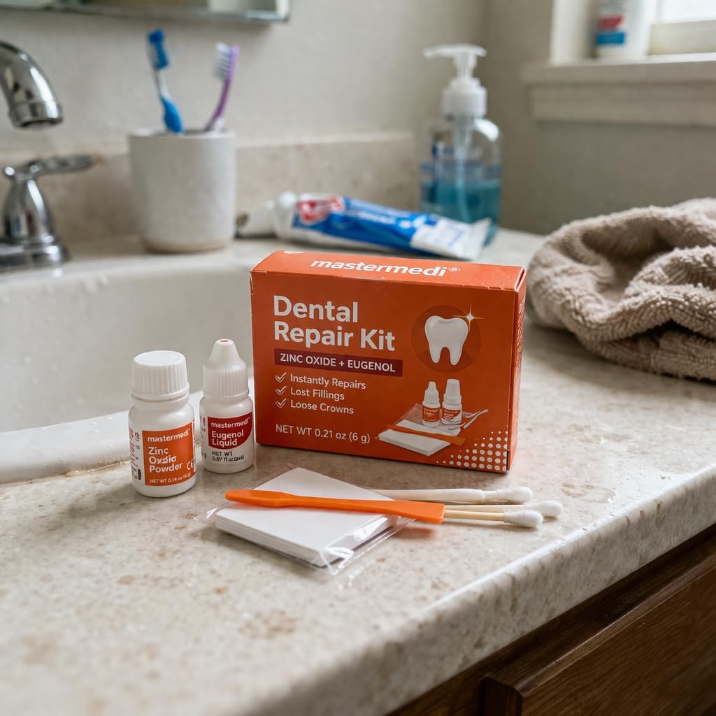 mastermedi Zinc Oxide Eugenol Cement Dental Care Kit Glue For Crowns & Bridges Filling customer photo 1