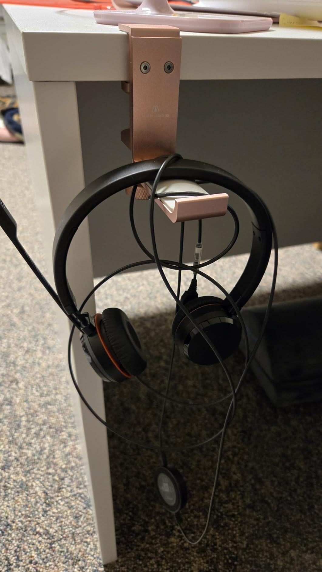 New Foldable Headphone Stand Hanger Holder Aluminum Headset Soundbar Stand Clamp Hook Under Desk Space Save Mount, Universal Fit Gaming Headphones, Black customer photo 2