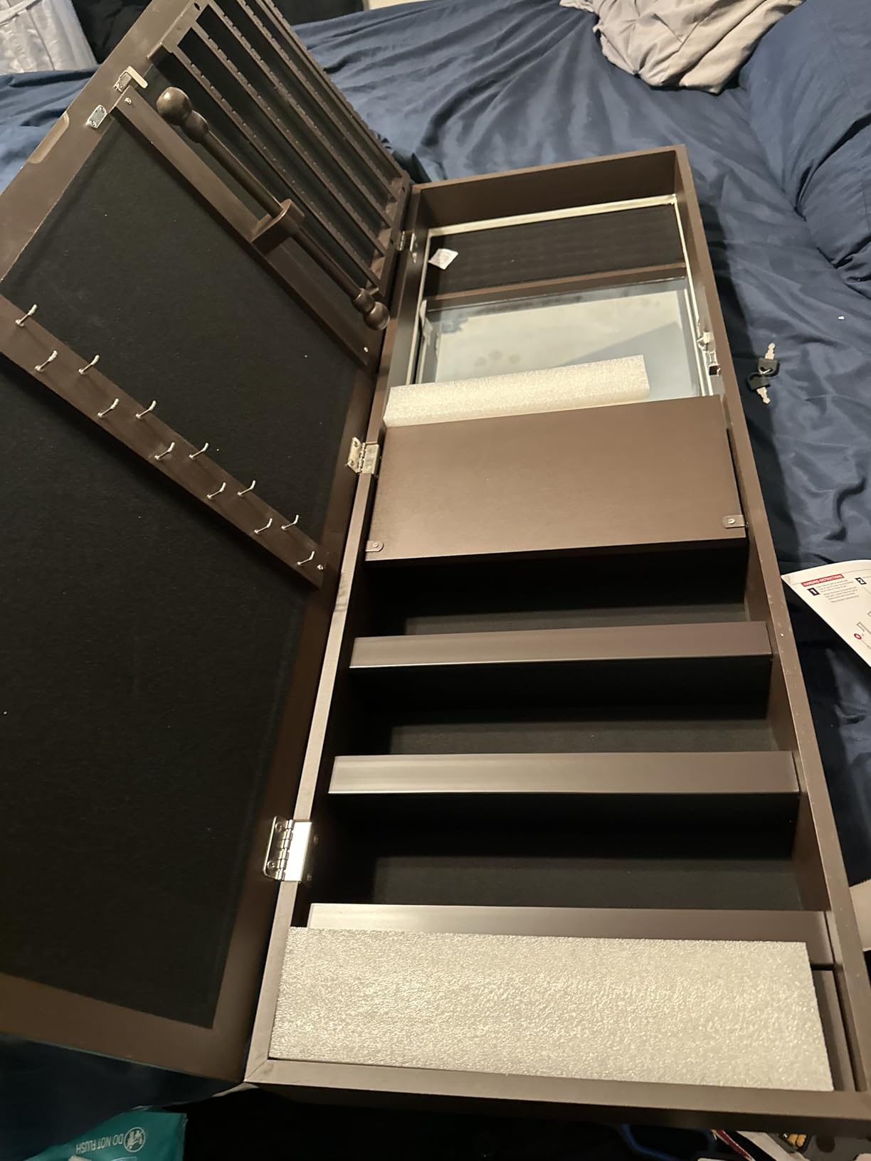 Best Choice Products LED Mirror Jewelry Cabinet, Tall Lockable Wall or Door Mounted Jewelry Armoire Organizer with Mirror, 2 Drawers, Lock, Cosmetic Tray, Shelves - White customer photo 1