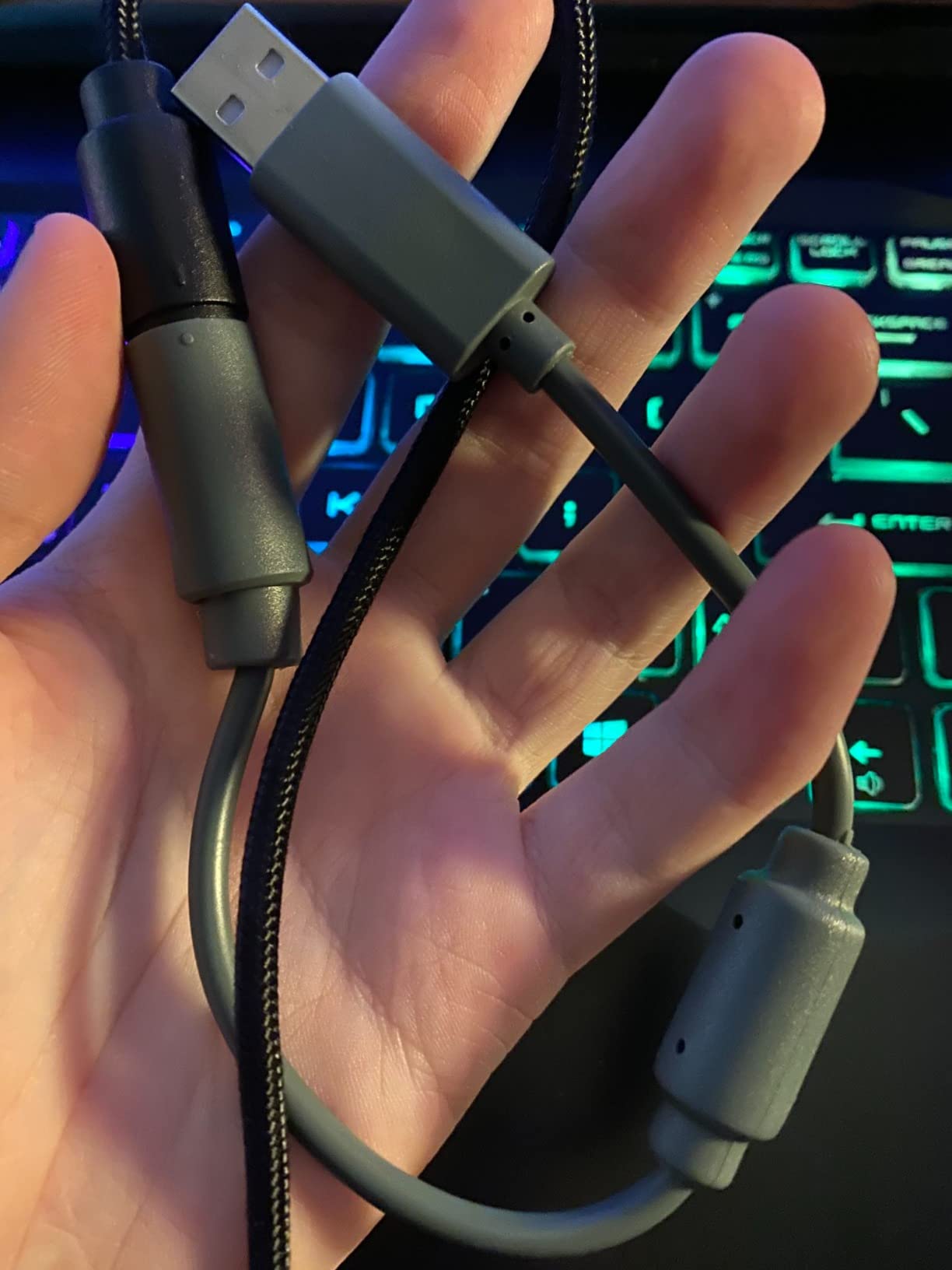 2 Pack Replacement Dongle USB Breakaway Cable for Xbox 360 Wired Controllers - Dark Grey customer photo 1