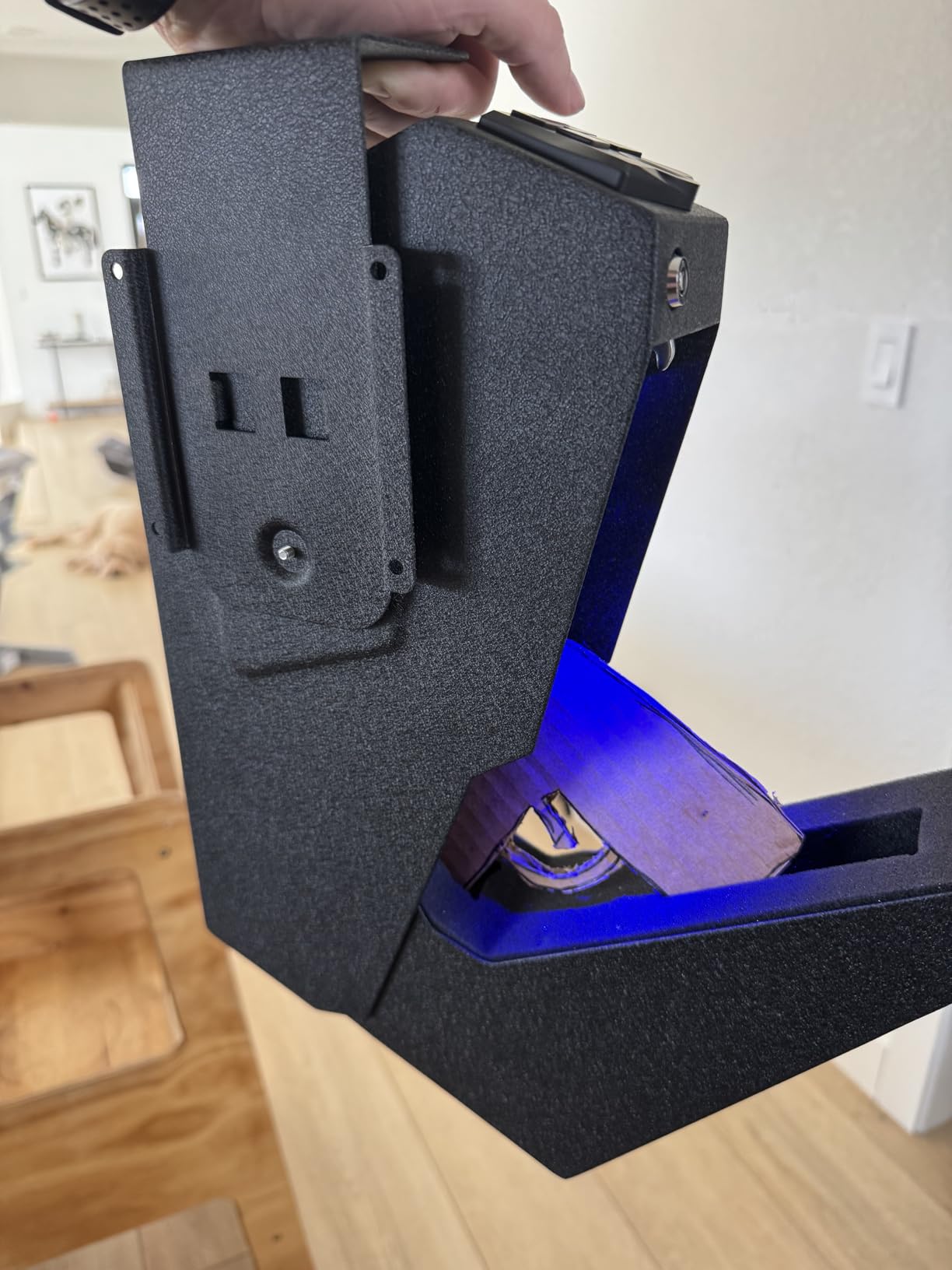 RPNB Mounted Gun Safe,California DOJ Certified Handgun Safe, Auto Open Lid Smart Pistol Safe with Biometric Fingerprint or Keypad Lock customer photo 1