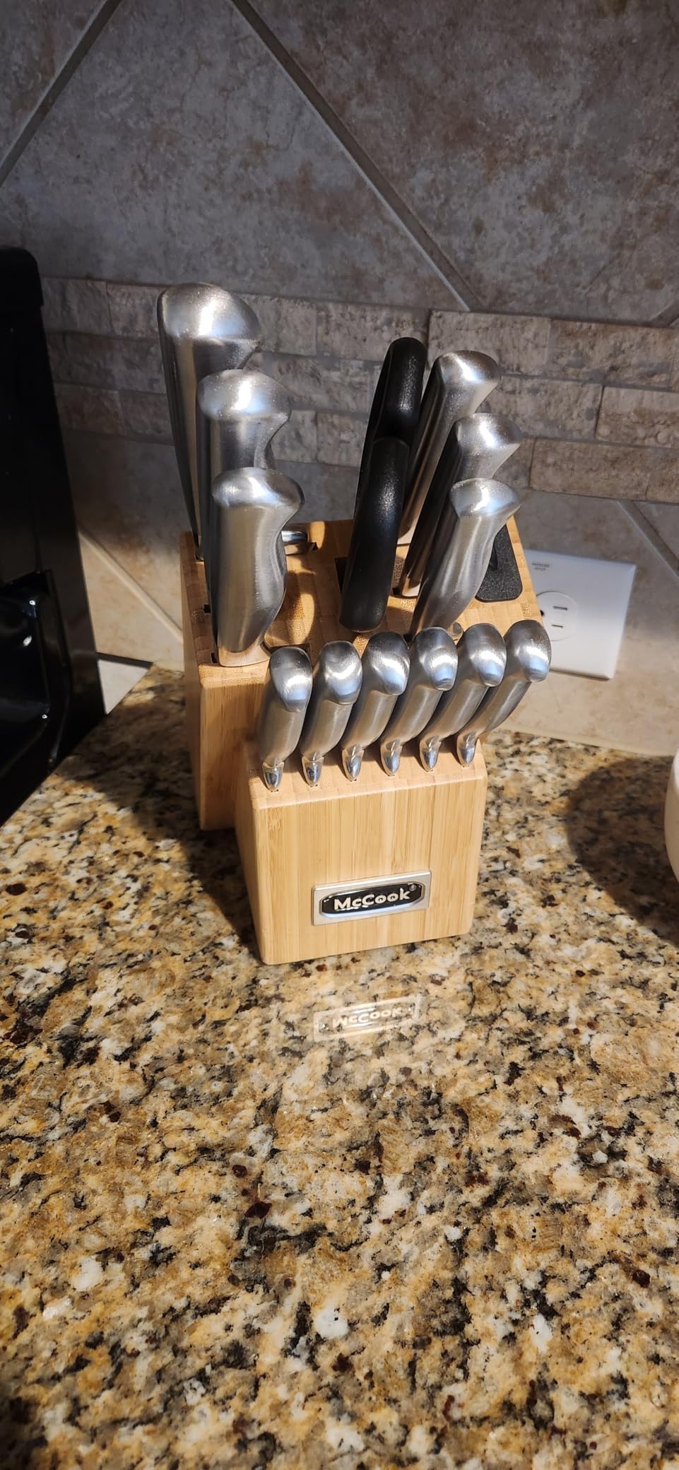 McCook Knife Sets, German Stainless Steel Kitchen Knife Block Sets with Built-in Sharpener customer photo 2