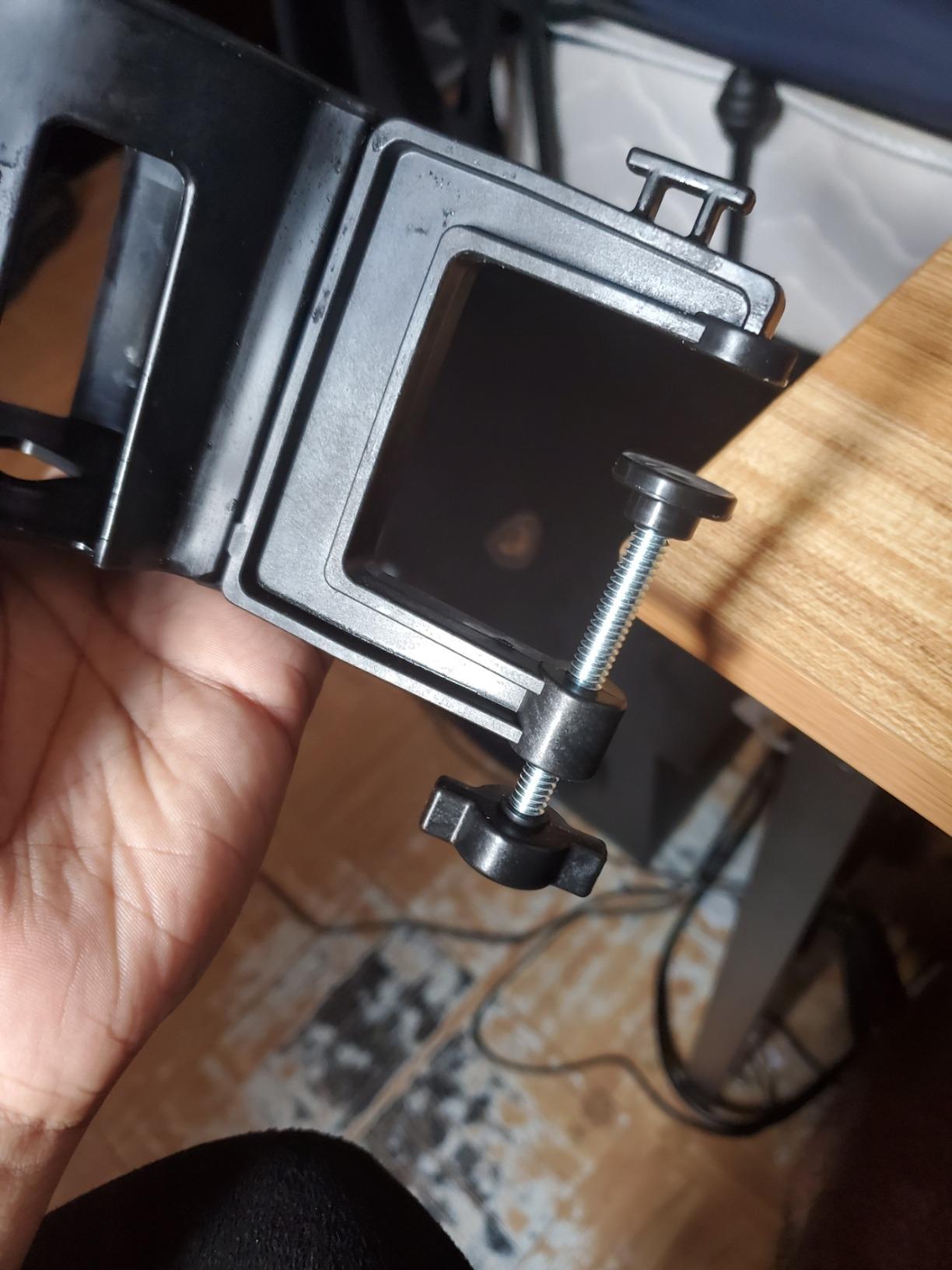 Original Large Desk Cup Holder Clamp - Cup-Holster, The Anti-Spill Cup Holder Mount for Your Table, Office & Gaming Setup - Multi-Directional Drink Holder & Headphone Hanger customer photo 2