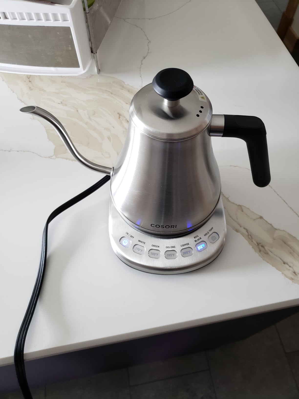 COSORI Electric Gooseneck Kettle with 5 Temperature Control Presets, Pour Over Kettle for Coffee & Tea, Hot Water Boiler, 100% Stainless Steel Inner Lid & Bottom, 1200W/0.8L customer photo 2