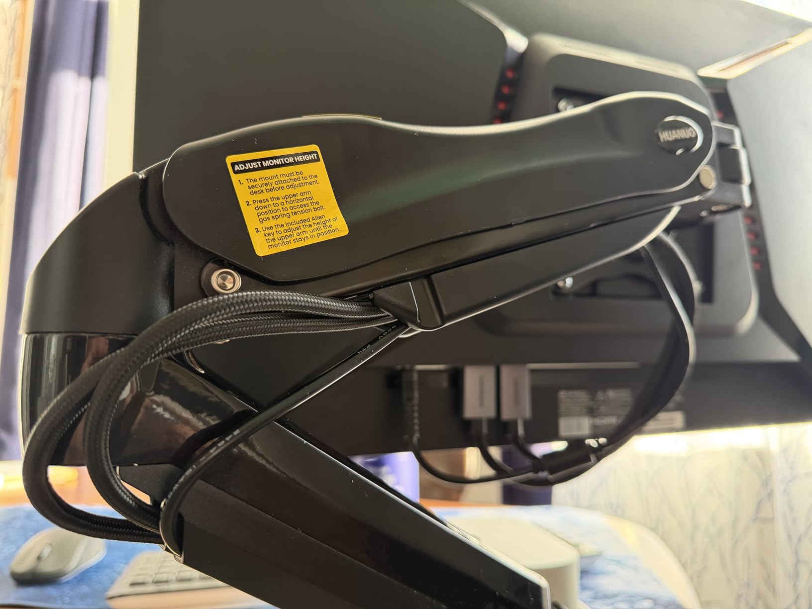 HUANUO FlowLift Single Monitor Mount, 13 to 32 Inch Monitor Arm, Adjustable Monitor Stand, VESA Mount with Clamp and Grommet Base - Fits 4.4 to 19.8lbs LCD Computer Monitors customer photo 2