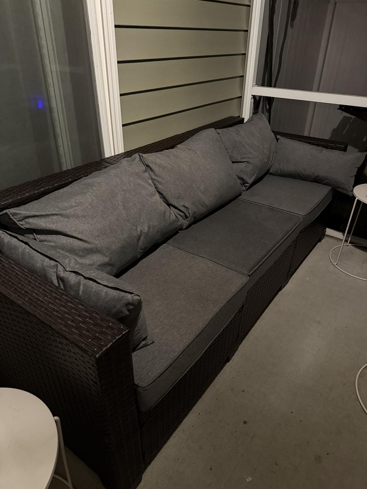 WAROOM Patio Couch PE Rattan 3-Seat Outdoor Sofa Brown Wicker Furniture Set Deep Seating with Anti-Slip Beige Cushion customer photo 1
