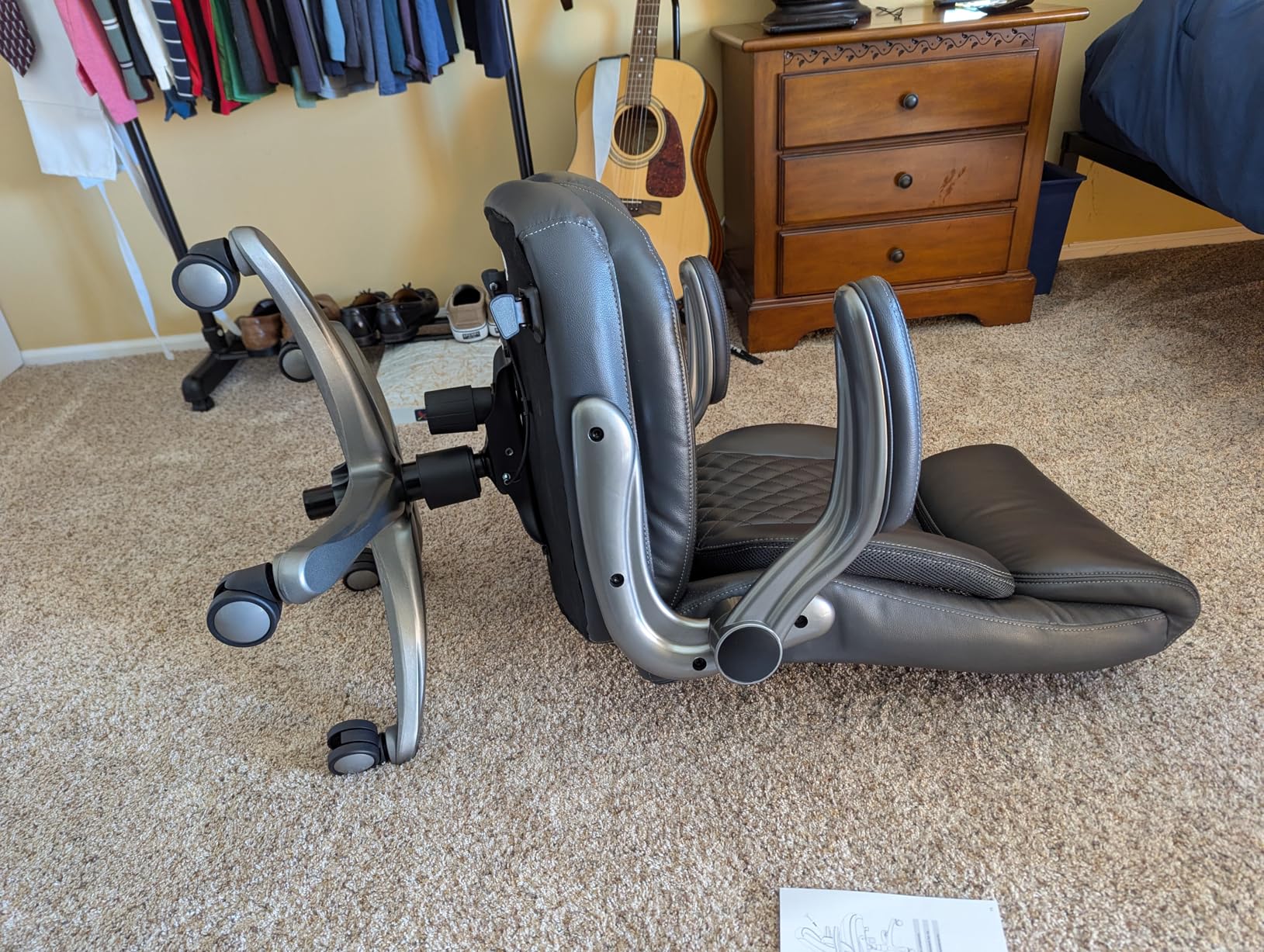 Amazon Basics Ergonomic Executive Office Desk Chair with Lumbar Support, Flip-up Armrests, Adjustable Height, Grey Leather customer photo 1