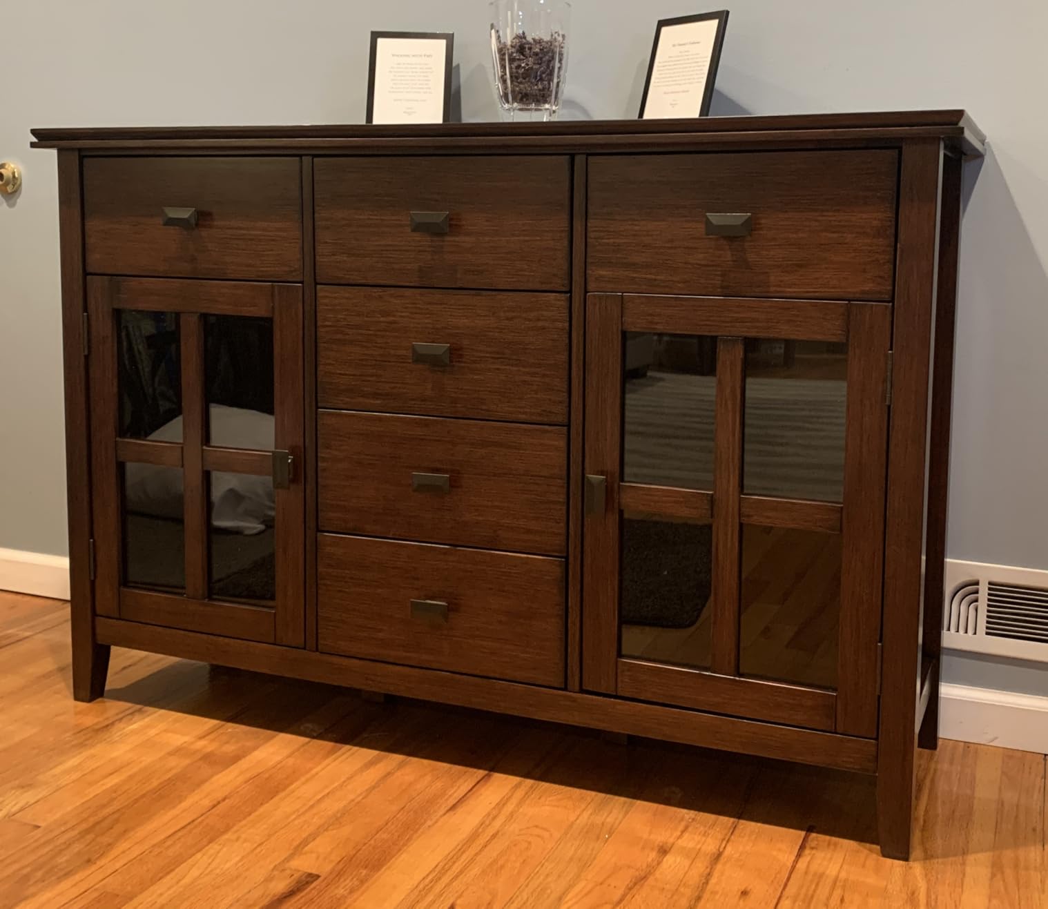SIMPLIHOME Artisan Buffet - 54 inch Wide Solid Wood 3-Door Sideboard Buffet in Russet Brown, Transitional Storage Cabinet for Dining Room or Kitchen with Adjustable Shelves and Bronze Hardware customer photo 1